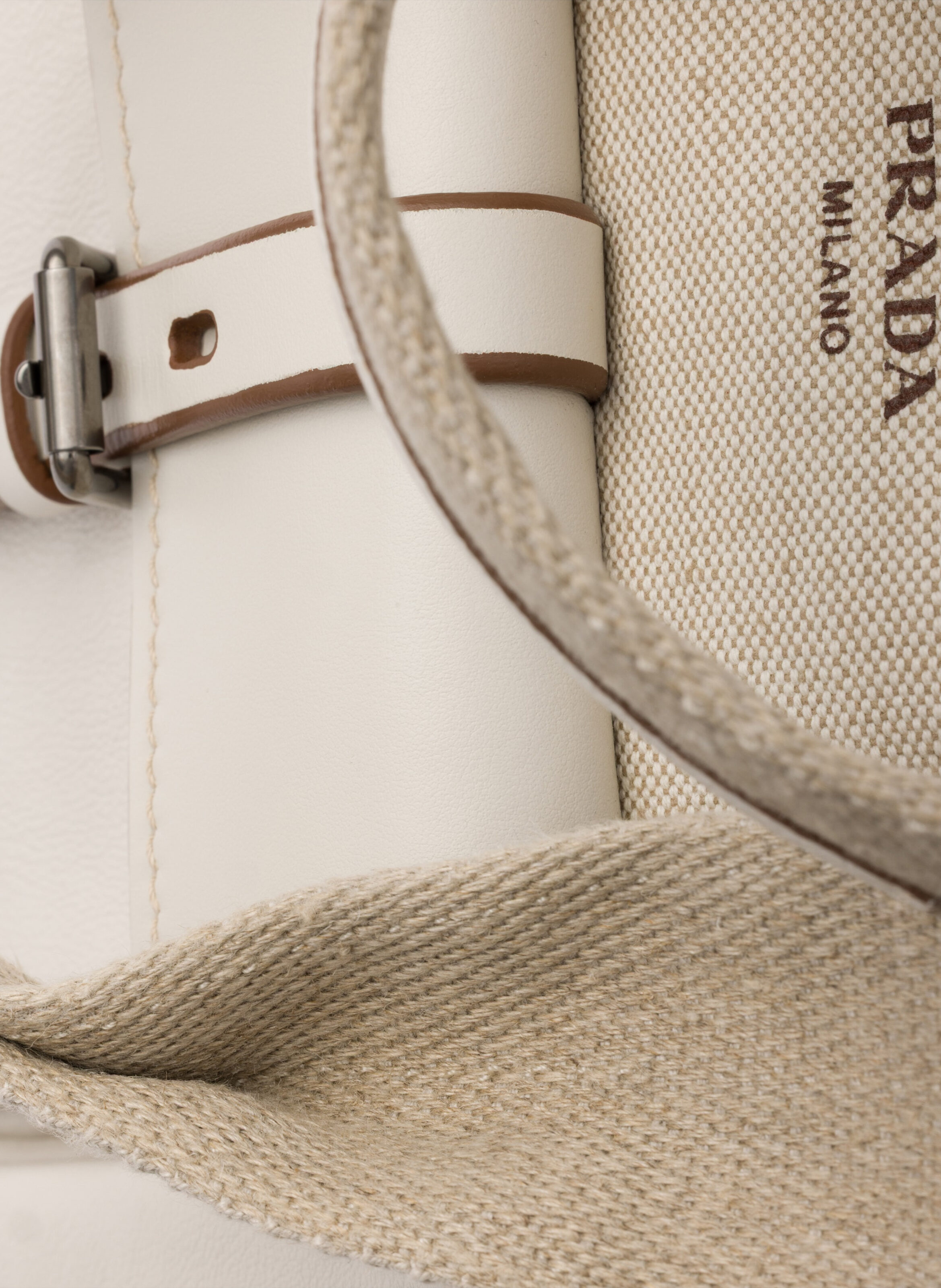 Cabas prada route en toile et cuir PRADA Beige