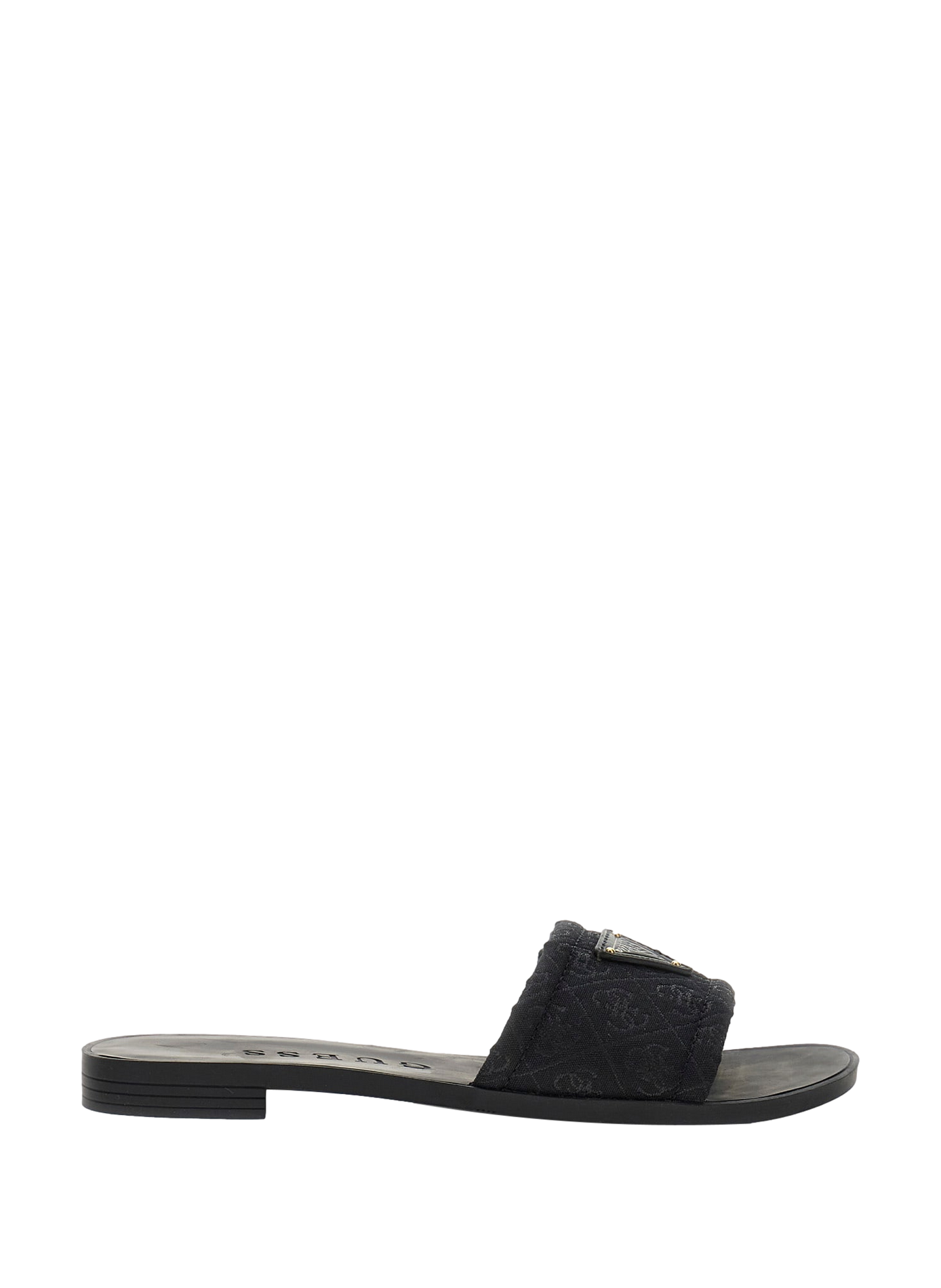 Flat sandals Elysone with logo in mixed cotton GUESS Black