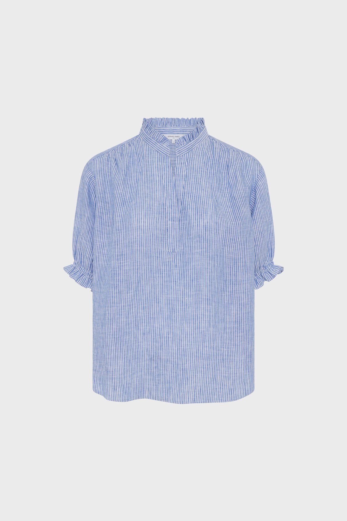 Blouse rayée à volants en lin - cezia GERARD DAREL Blanc