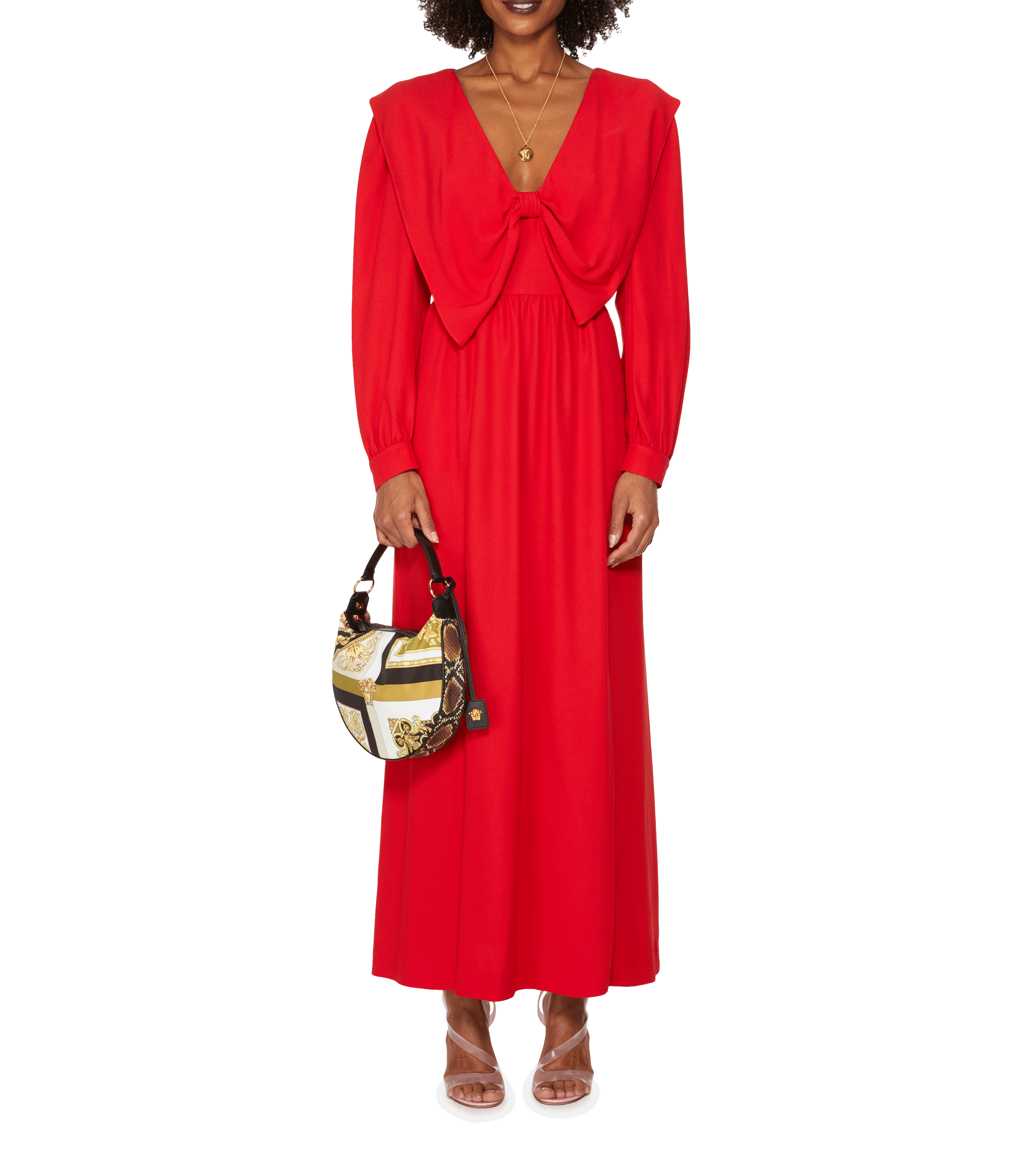 Lange jurk van satijn MIU MIU Rood