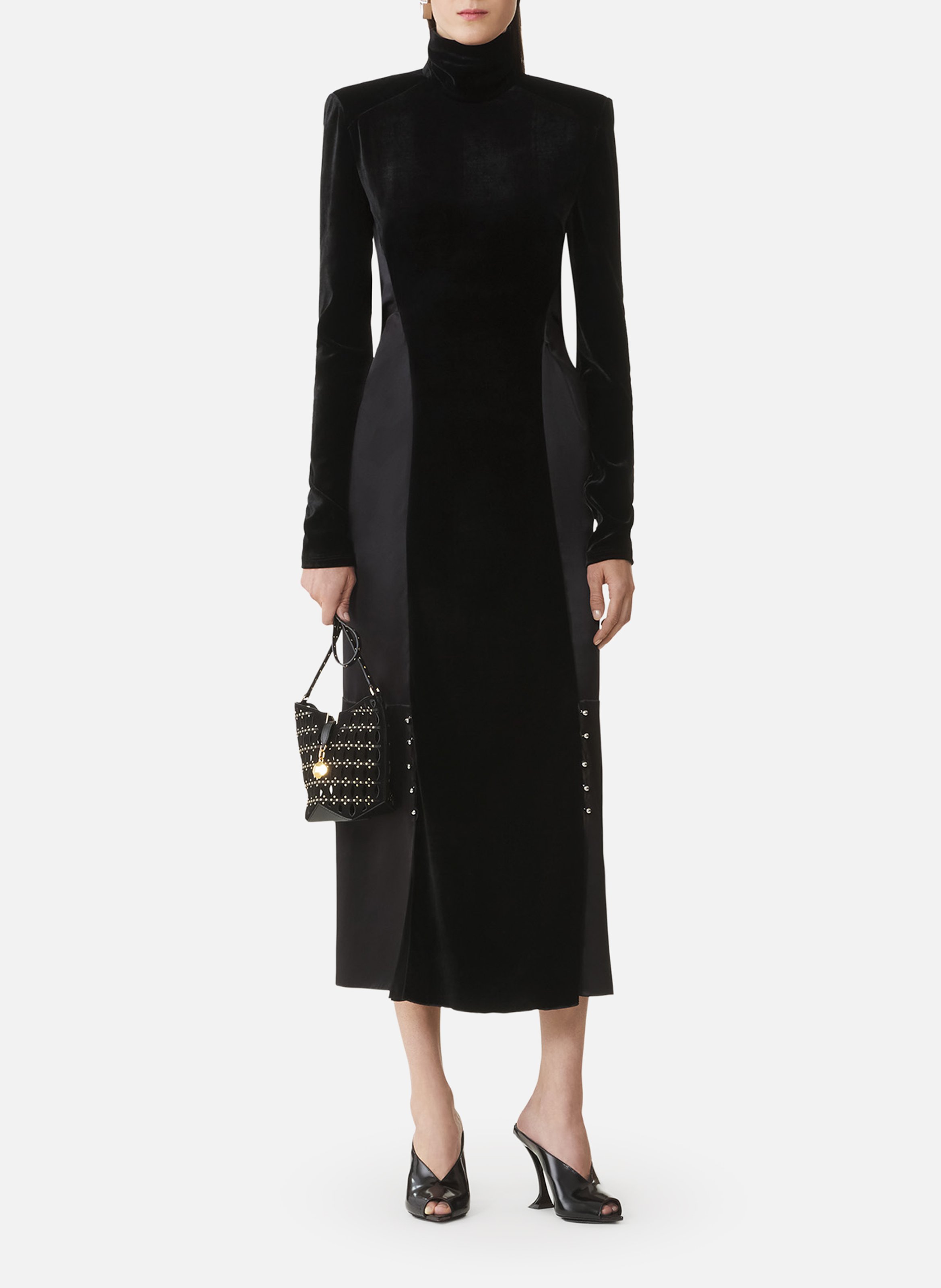 Robe midi en velours LANVIN Noir