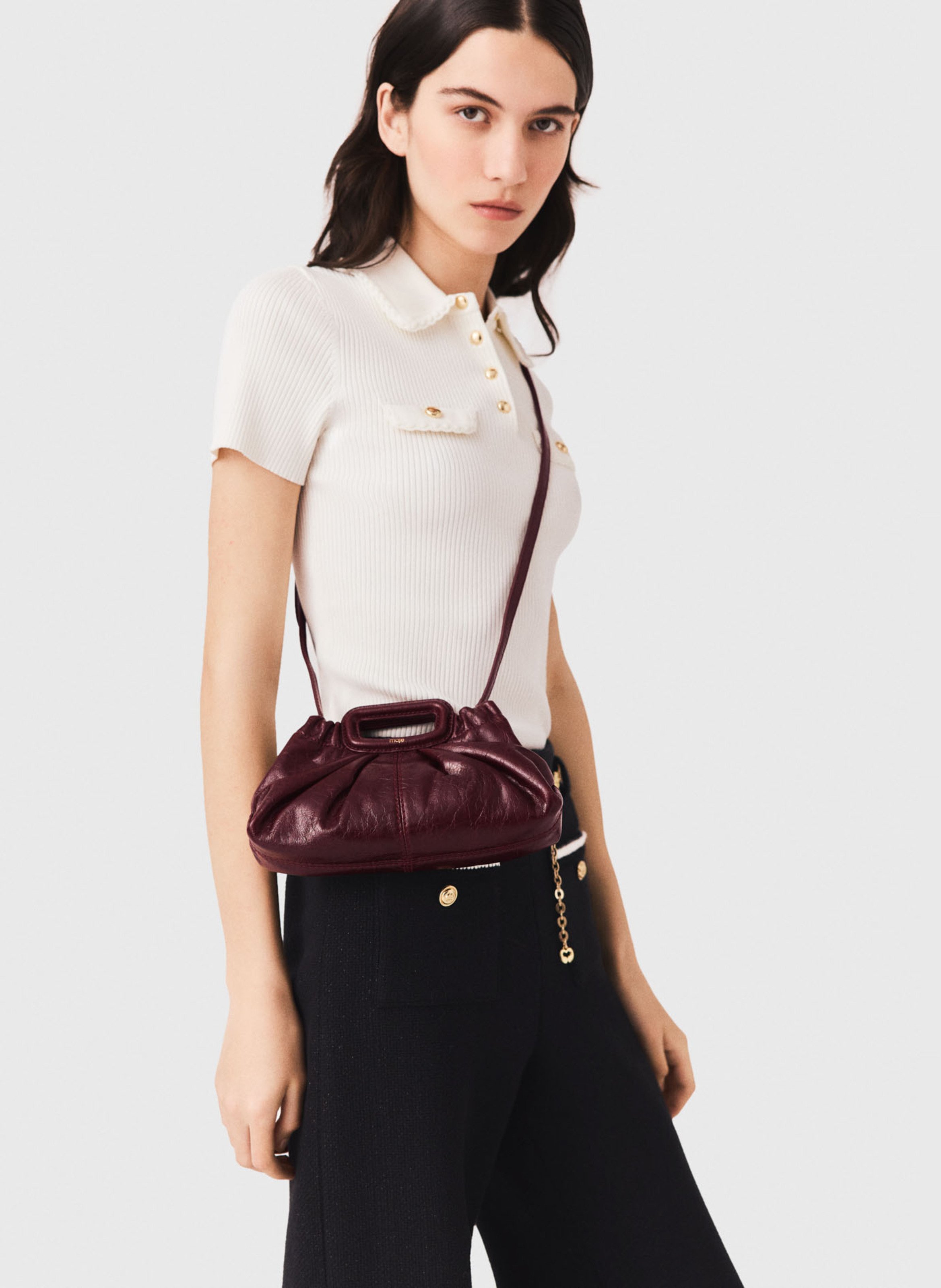Pochette en cuir craquelé MAJE Rouge