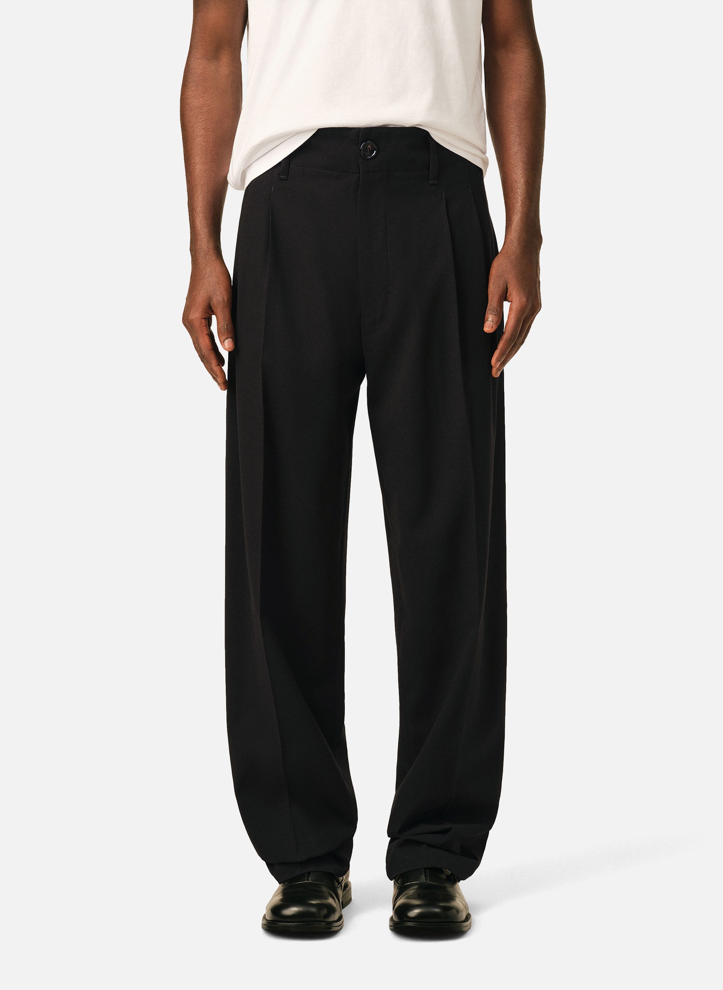 Pantalon deux plis en laine AMI PARIS Noir