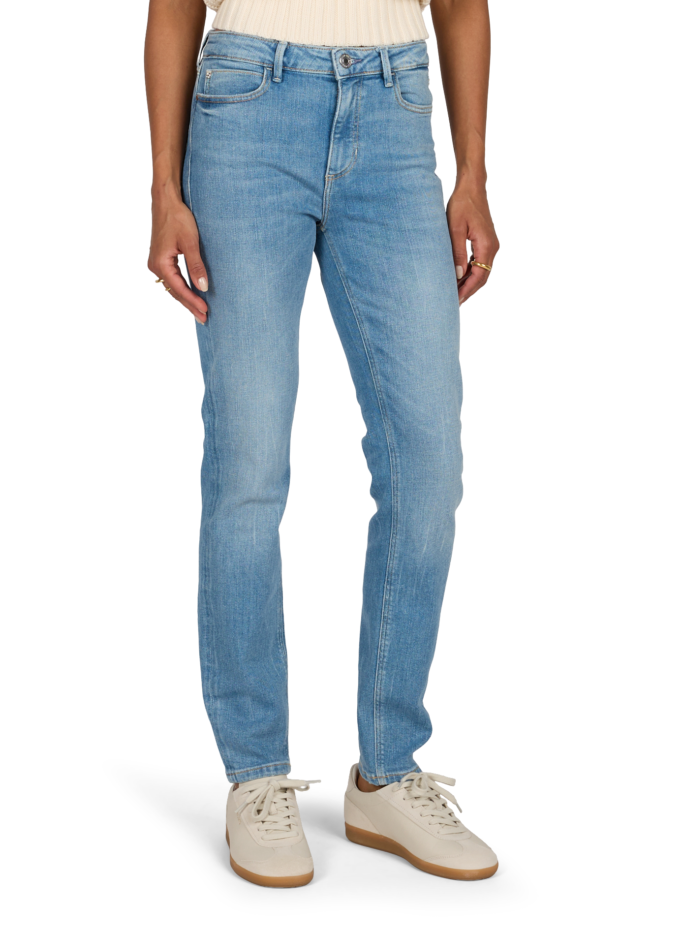 Skinny jeans 1981 in washed mixed cotton. GUESS Blue