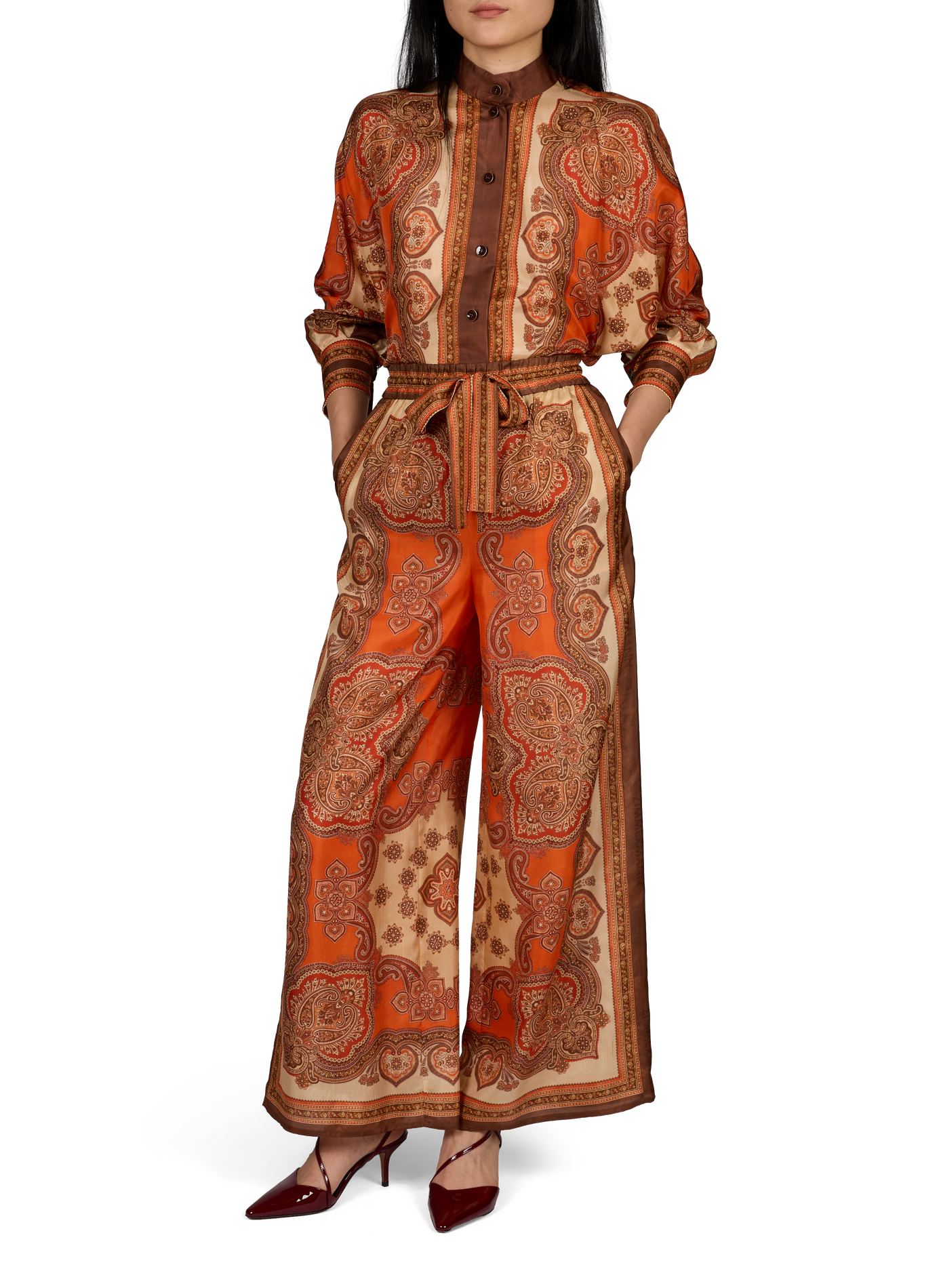 Seidenbluse Mahon mit Kaschmir-Print ZIMMERMANN Orange