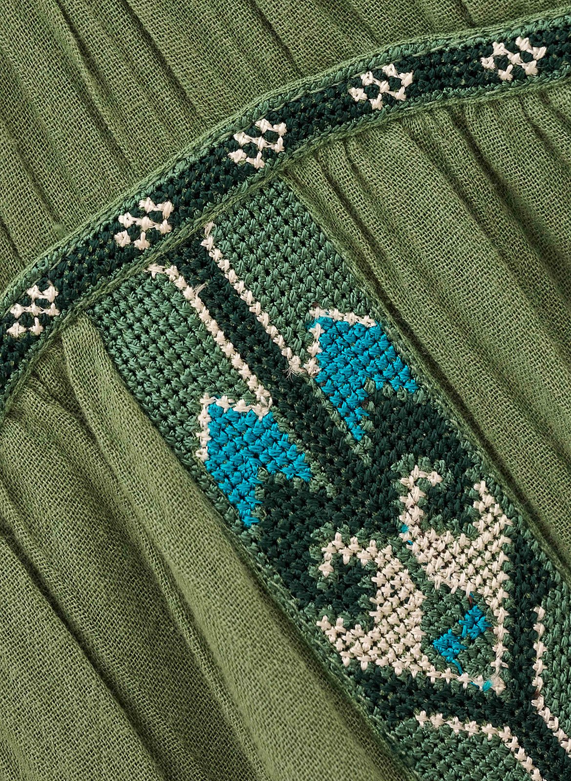 Robe longue col tunisien brodée pahina BA&SH Vert