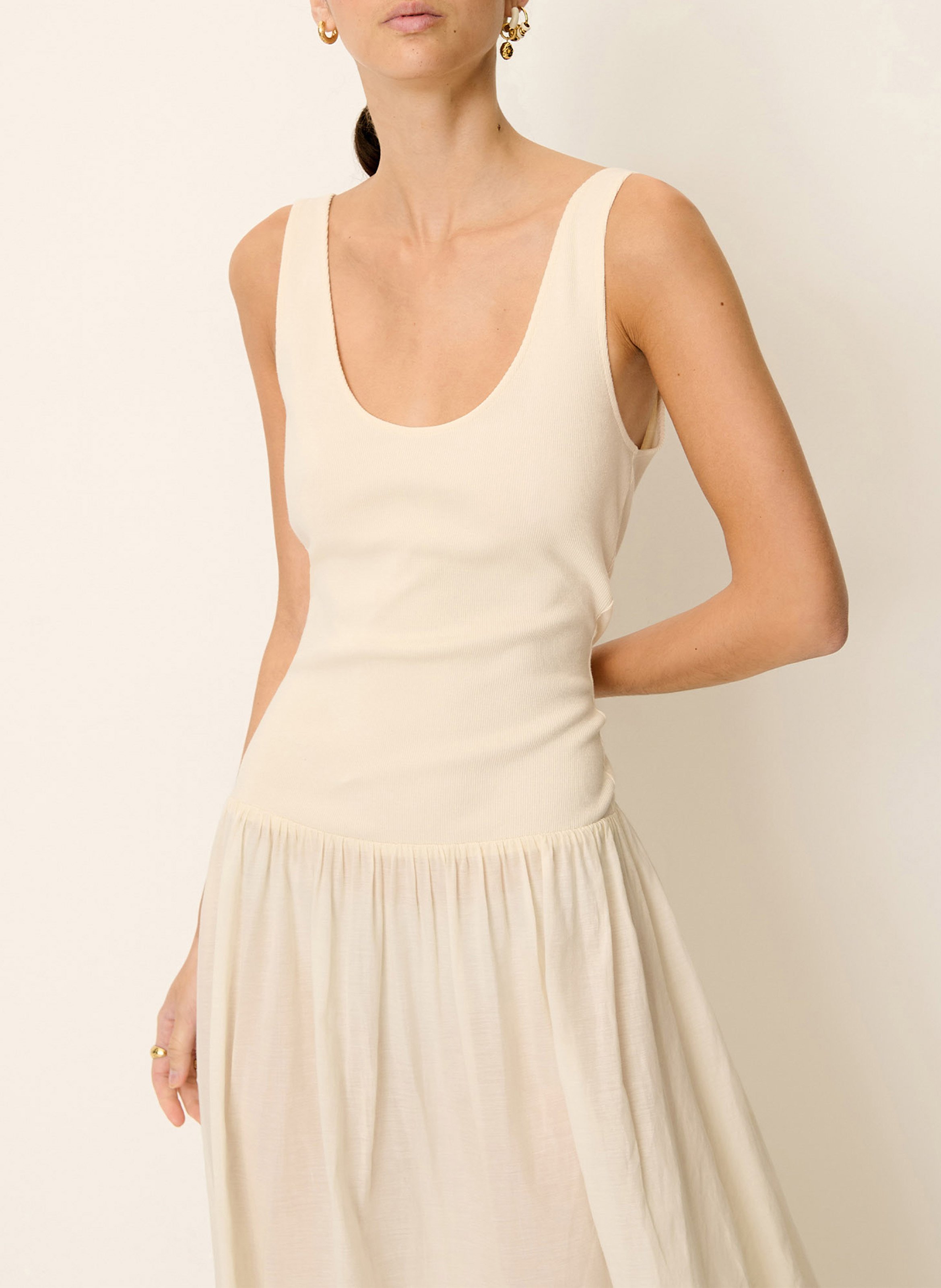 Robe longue évasée en coton mélangé solao SESSUN Beige