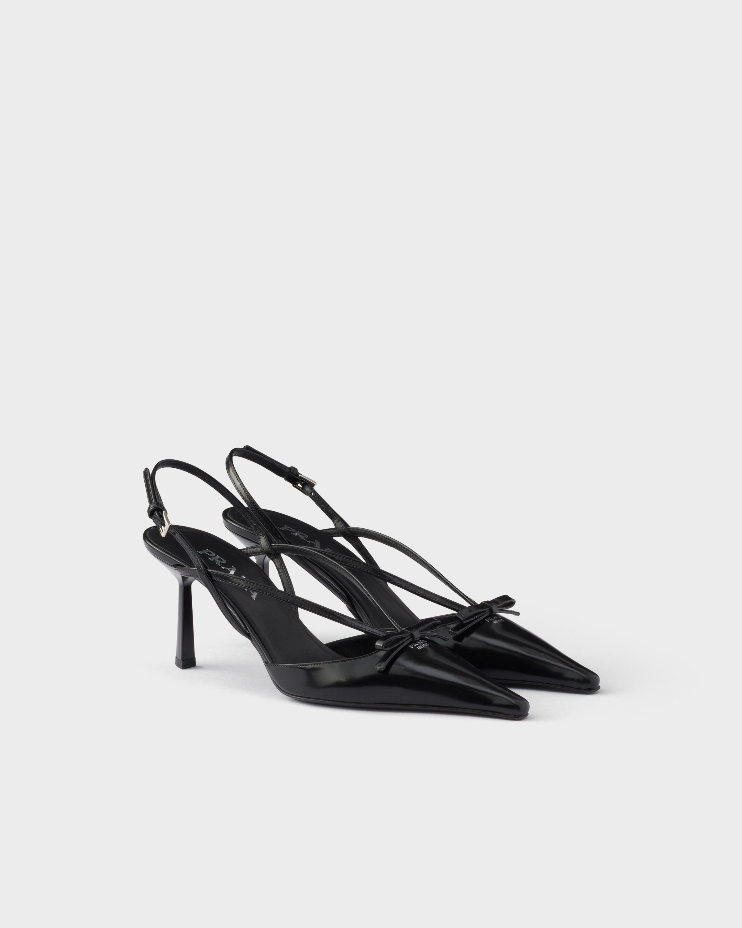 Escarpins à bride arrière en cuir brossé PRADA Noir
