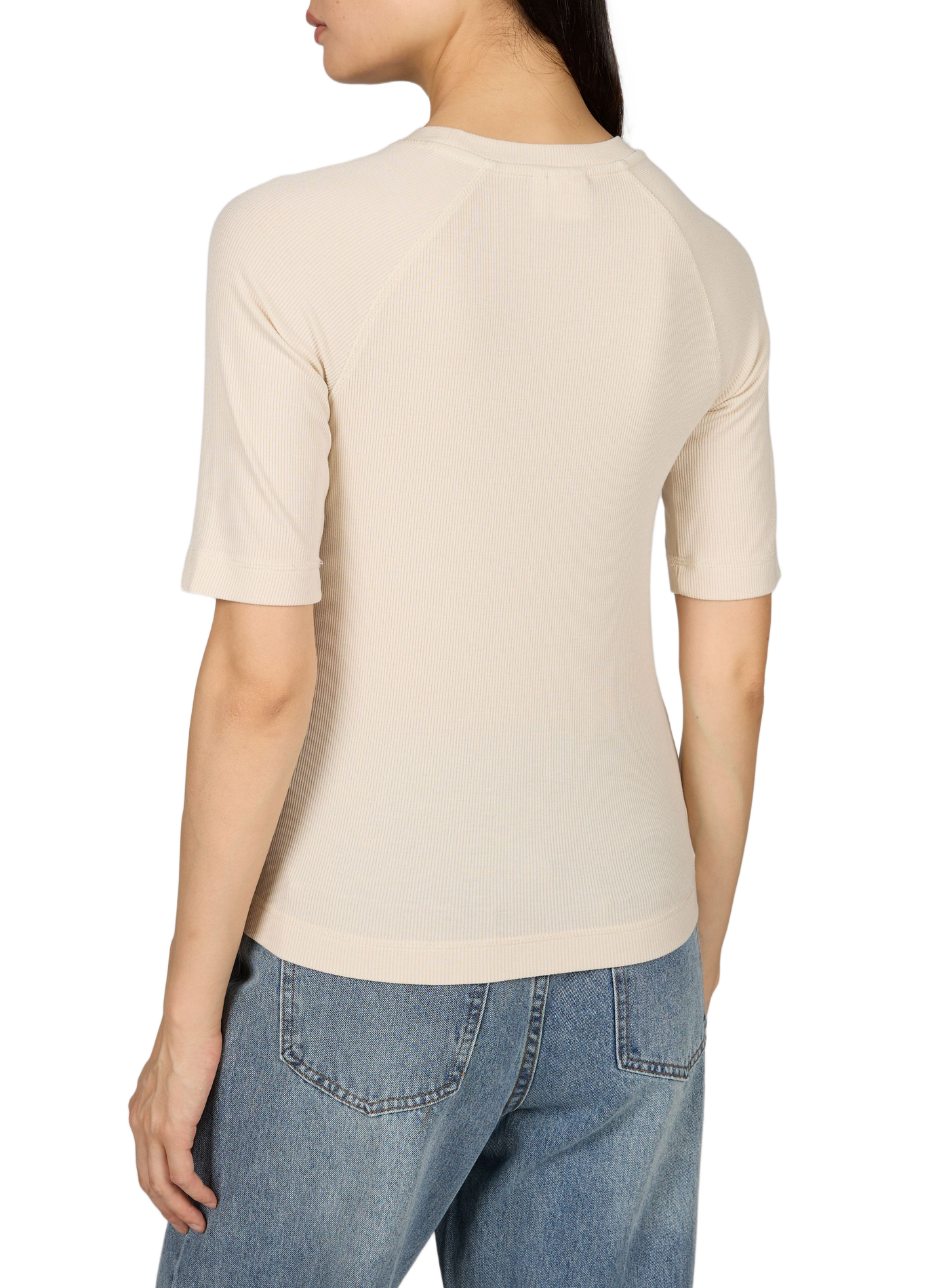Ribbed straight t-shirt ROUGE EDIT Beige