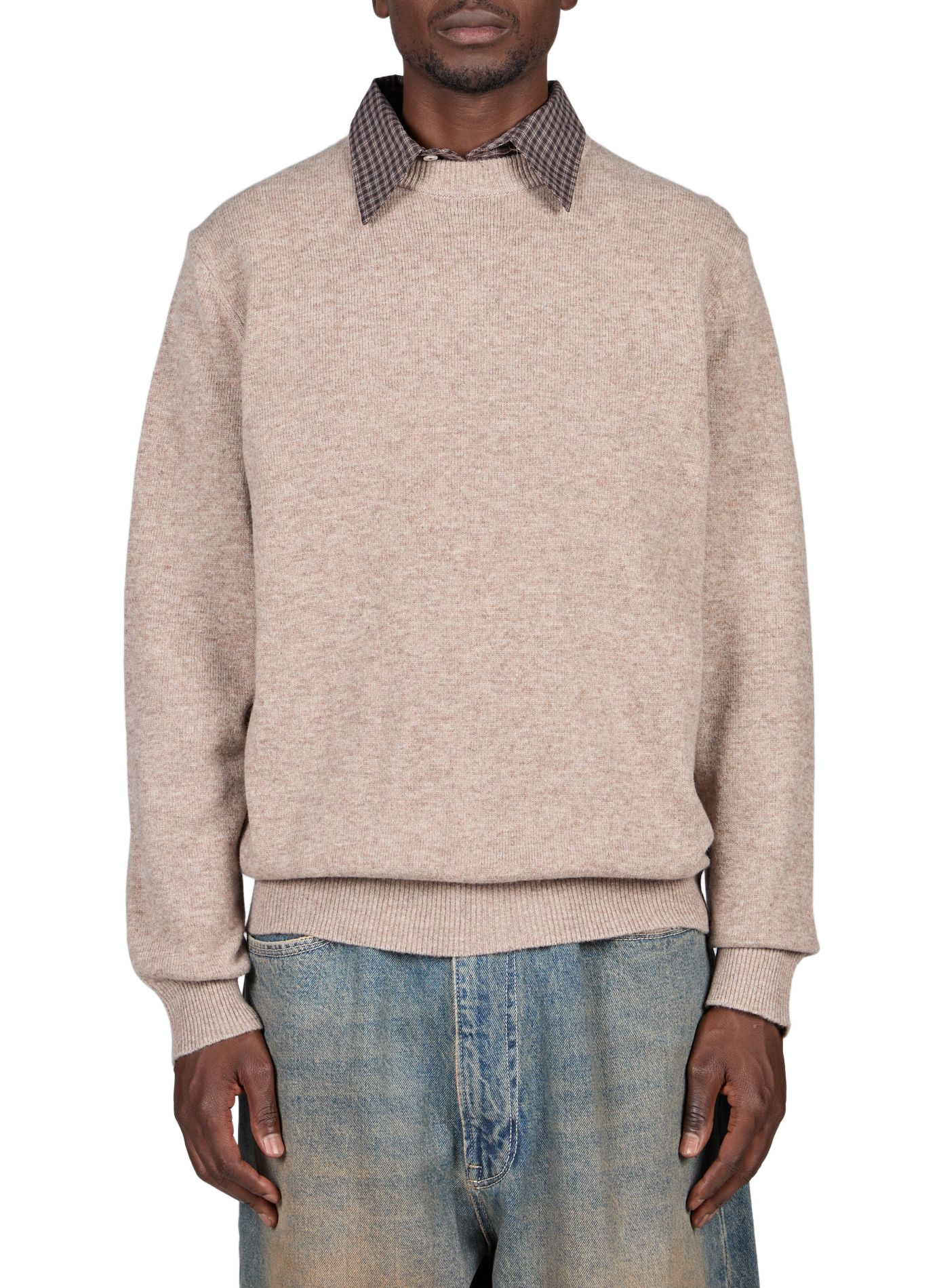 Gerader Woll- und Baumwollpullover BELLEROSE Beige