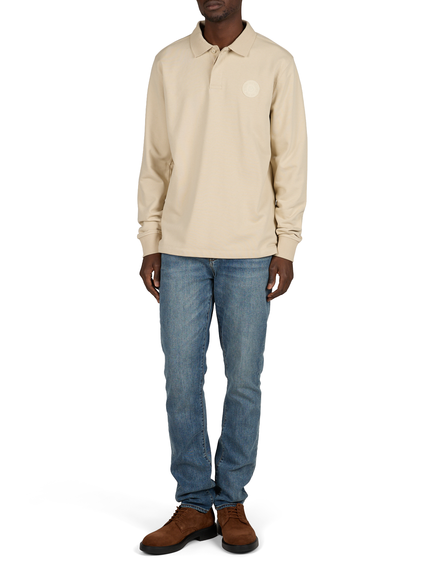 Straight cotton-blend polo shirt DIDRIKSONS Beige