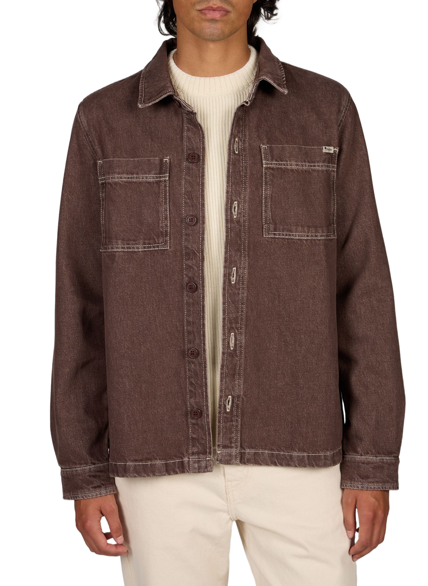 Straight cotton shirt FAGUO Brown