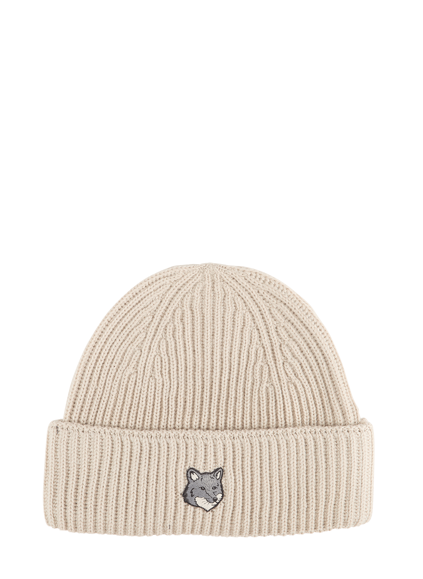 Ribbed wool beanie MAISON KITSUNÉ Beige