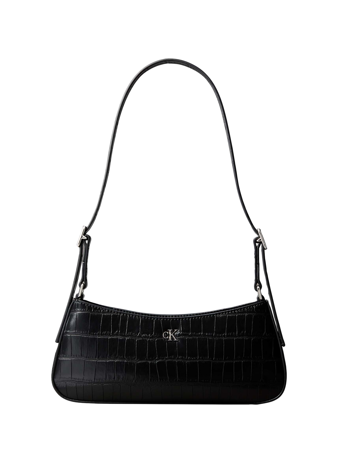 Crocodile-effect shoulder bag CALVIN KLEIN Black