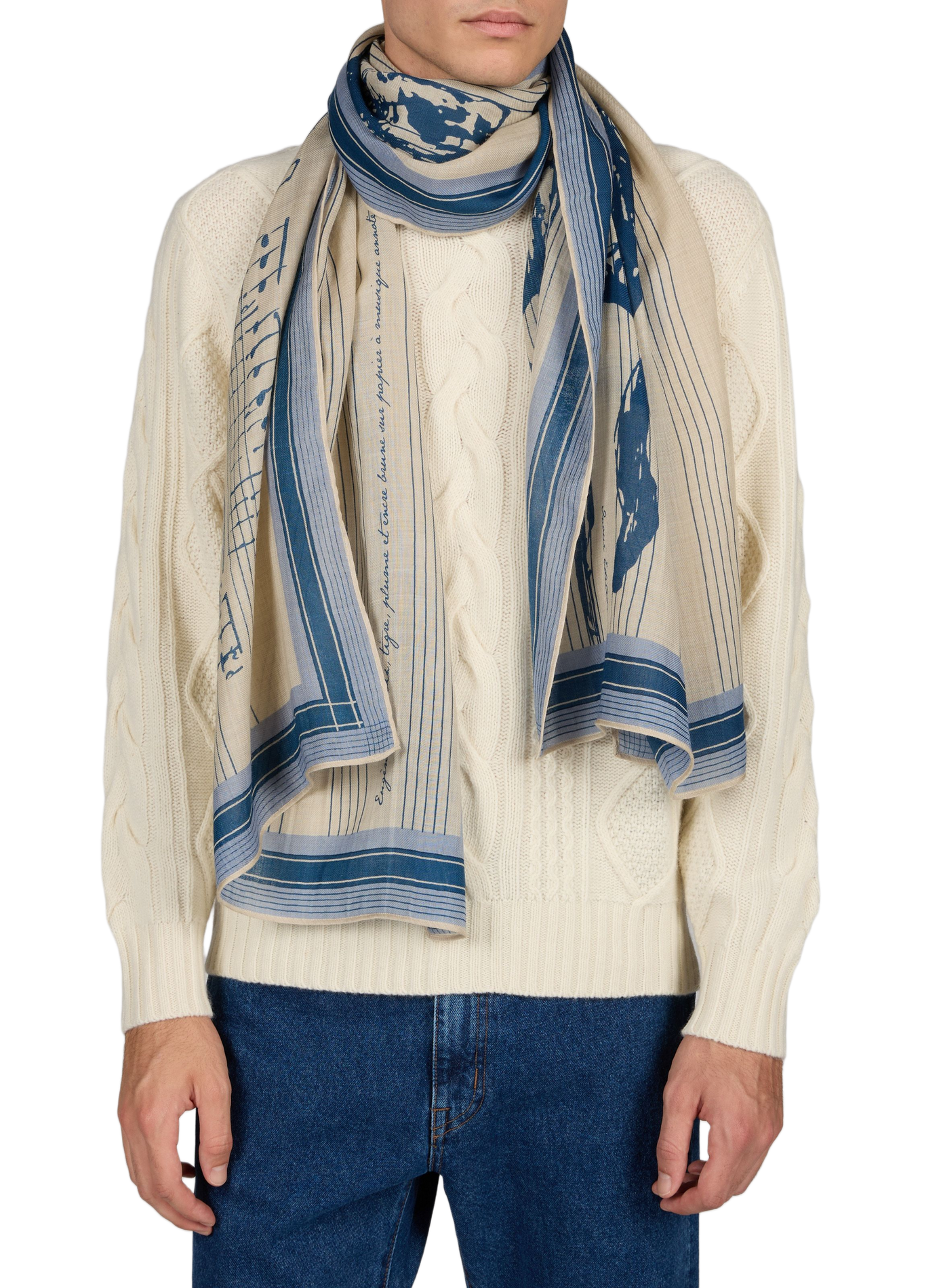 Bedrucktes Wolltuch INOUI EDITIONS Blau