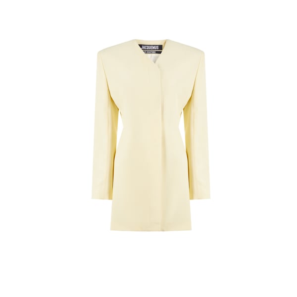 Jacquemus La Robe Cubo Crepe Mini Dress In Light Yellow