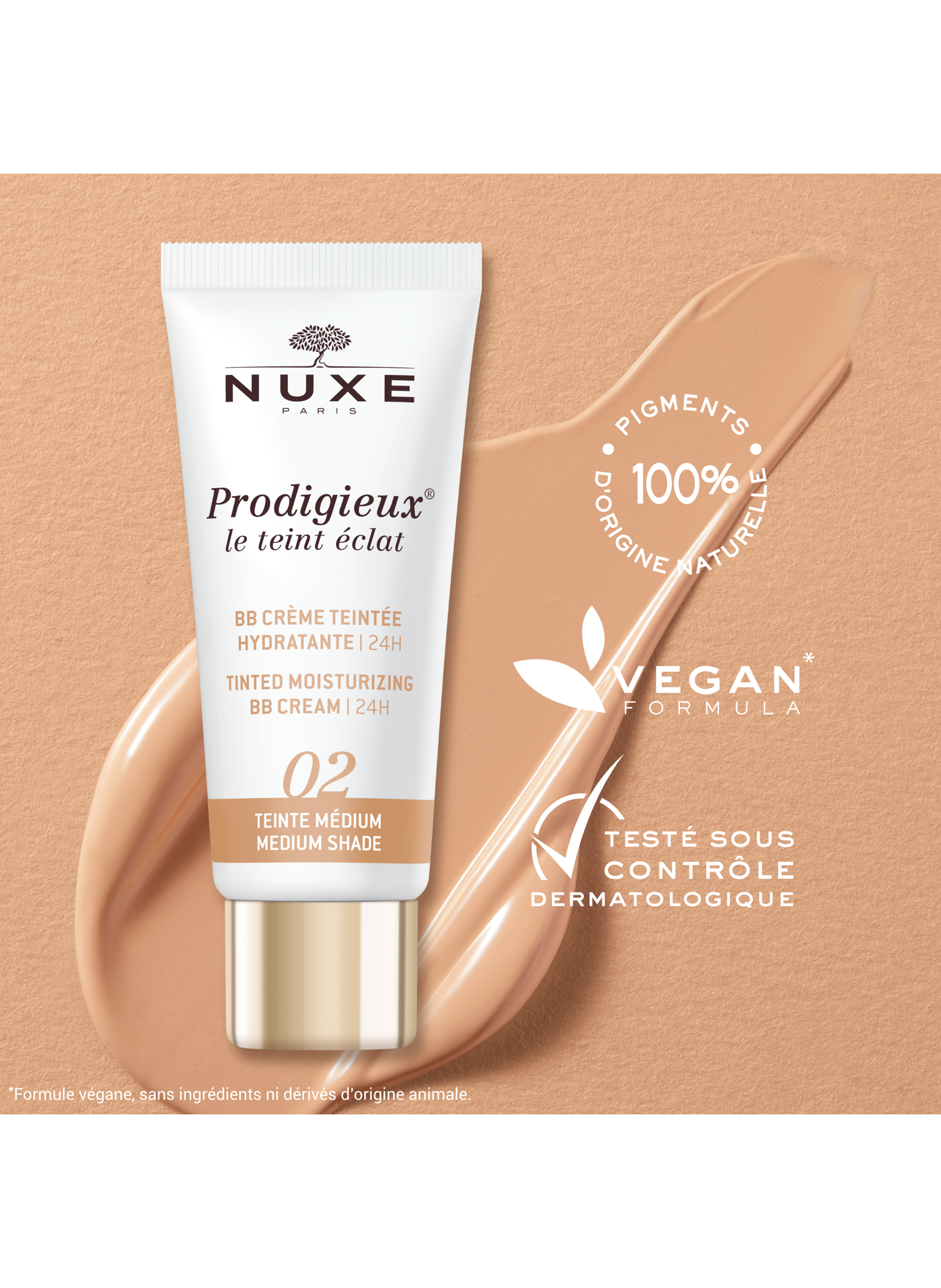Prodigieux® le teint éclat - BB Crème Teintée Hydratante 24H NUXE Medium
