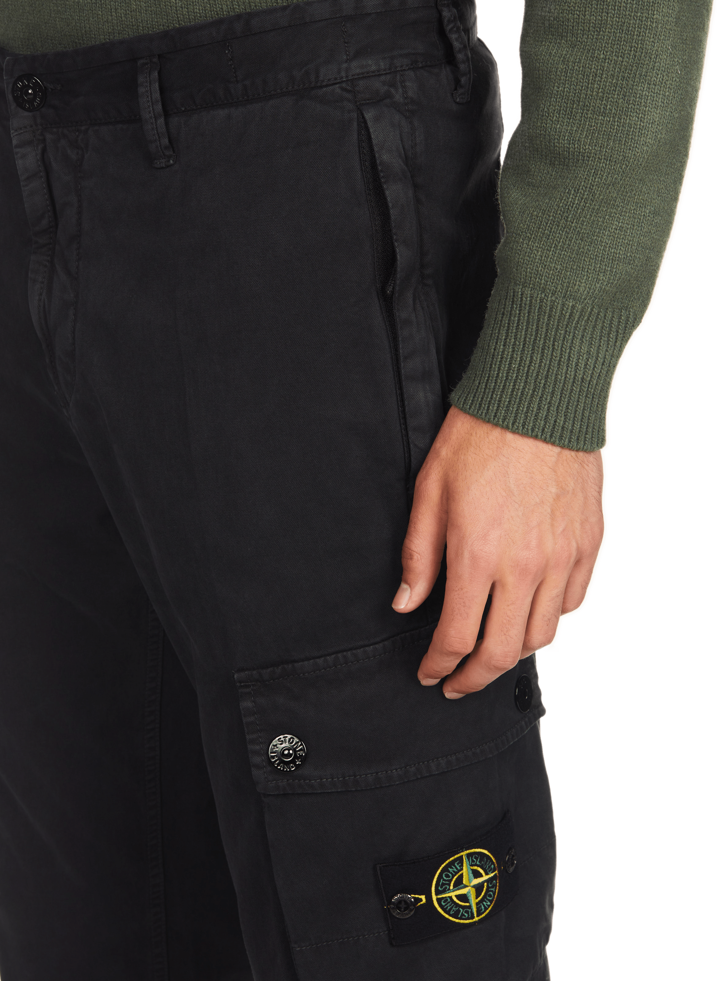 Cotton Cargo Pants STONE ISLAND Black