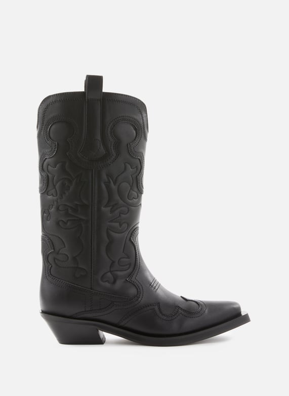Leather Cowboy Boots Ganni Sale Boots Western High Boots Ganni Women