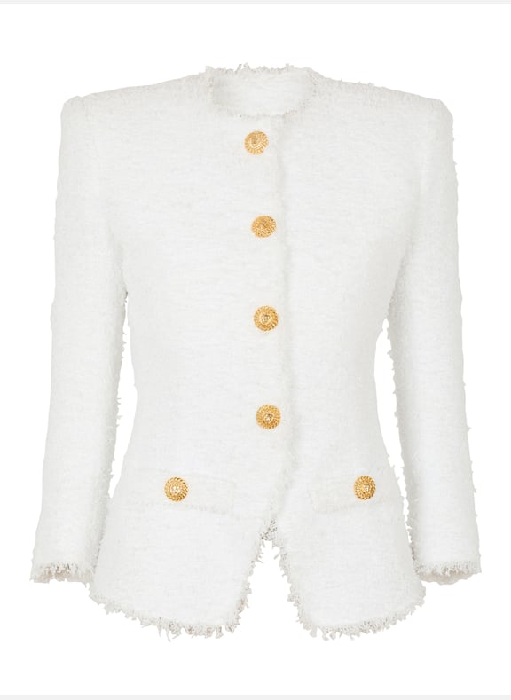 Veste ajustée en tweed Blanc by BALMAIN BALMAIN Veste ajustée en tweed Blanc