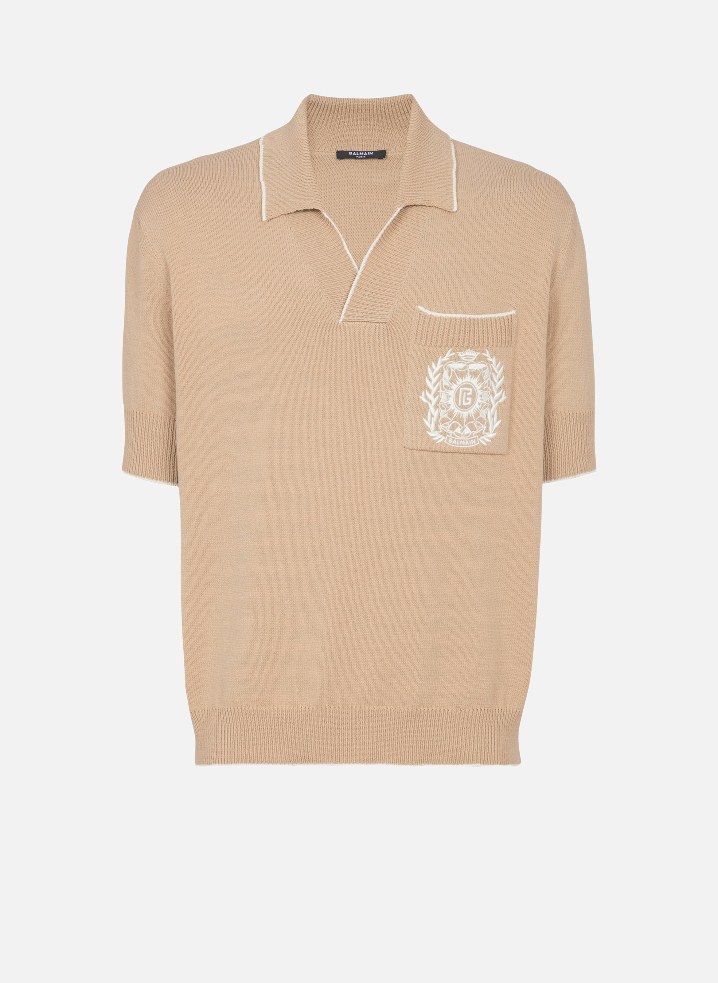 Polo brodé balmain écusson en maille BALMAIN Beige