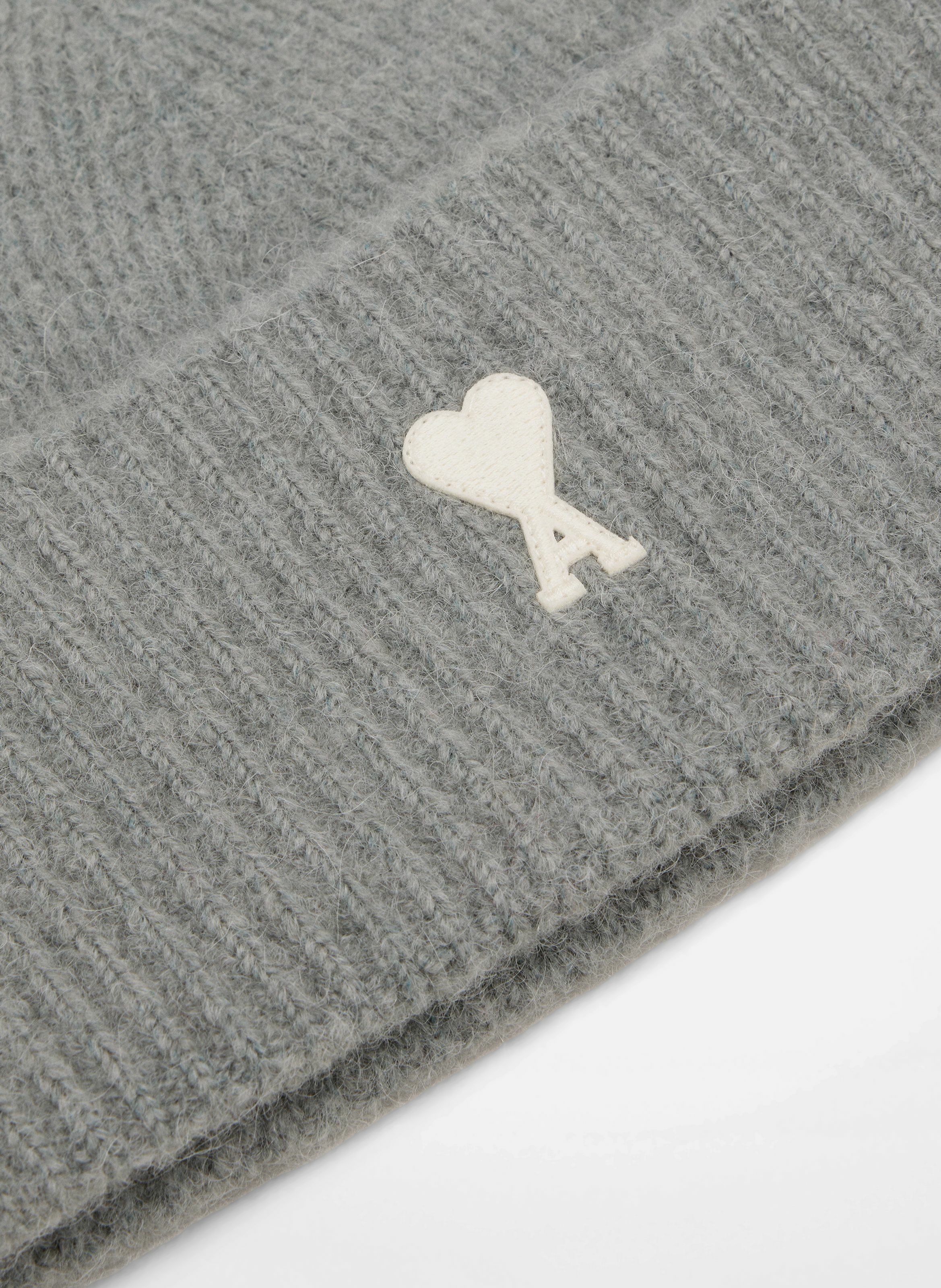 Bonnet ami de coeur en alpaga rayé unisexe AMI PARIS Gris
