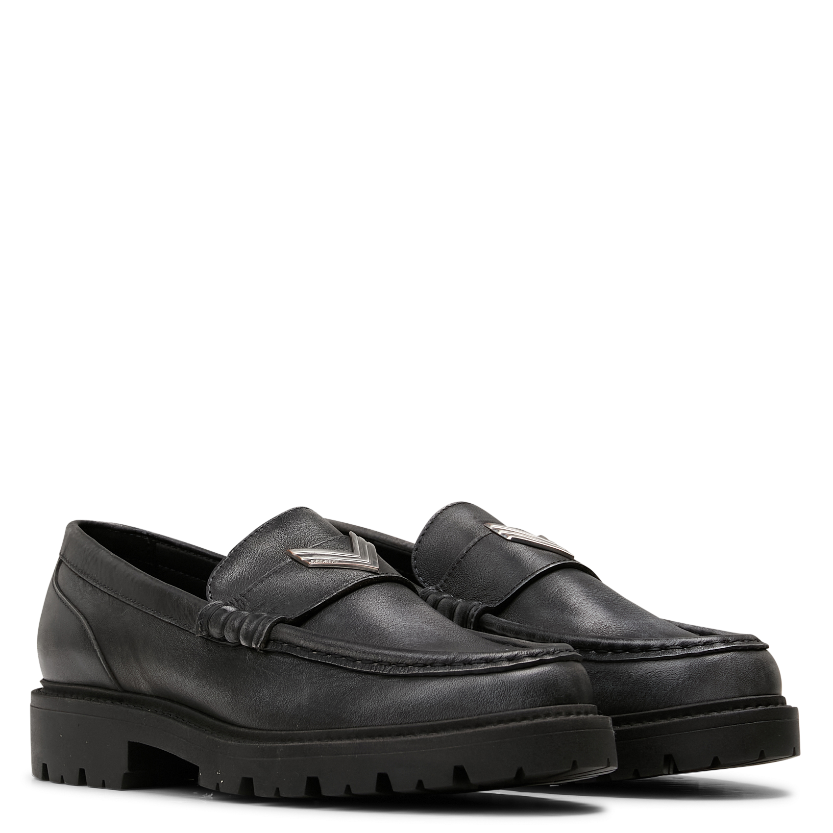 Mocassins en cuir effet patiné IKKS Gris