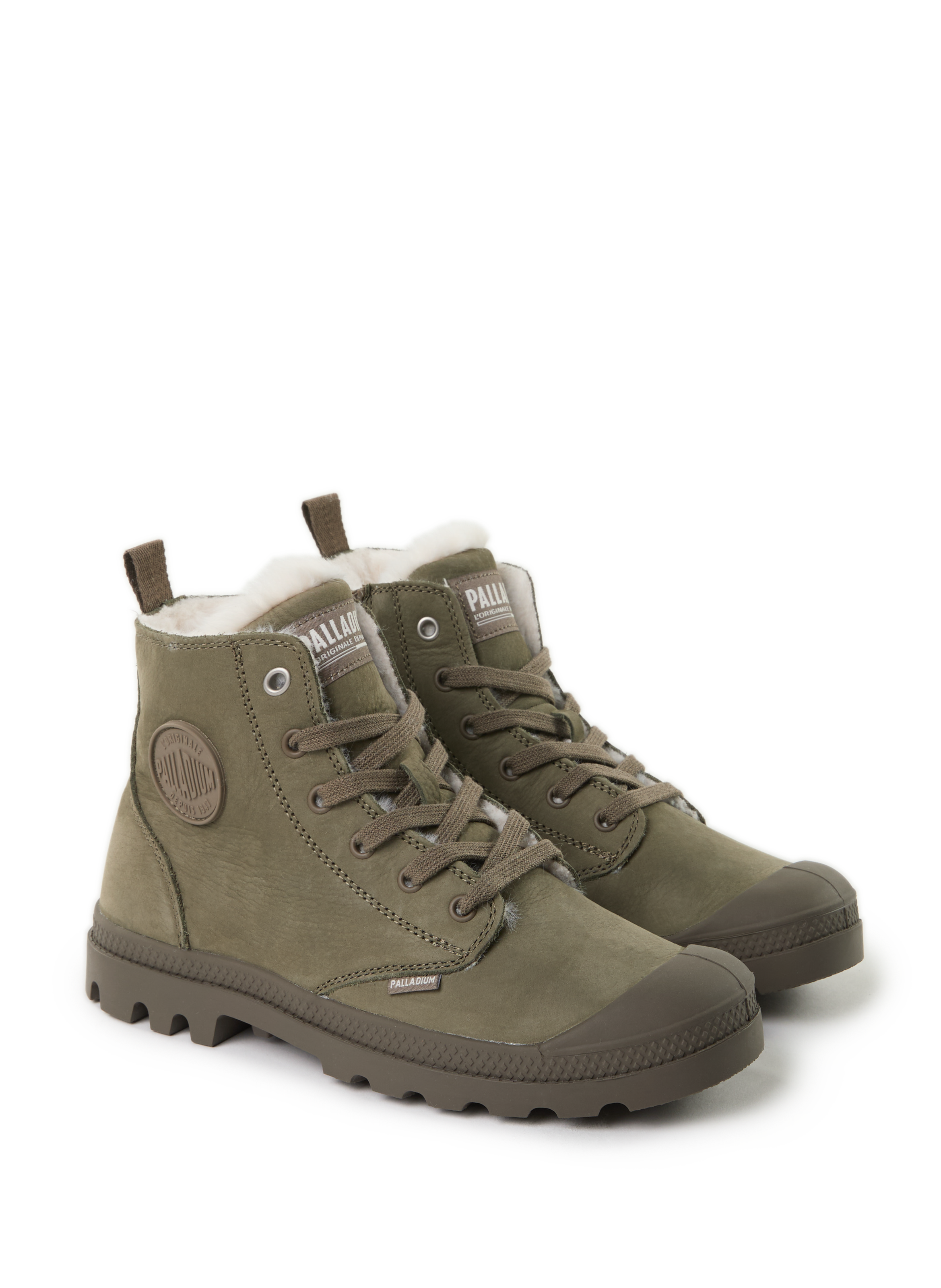 Lined leather boots PALLADIUM Khaki