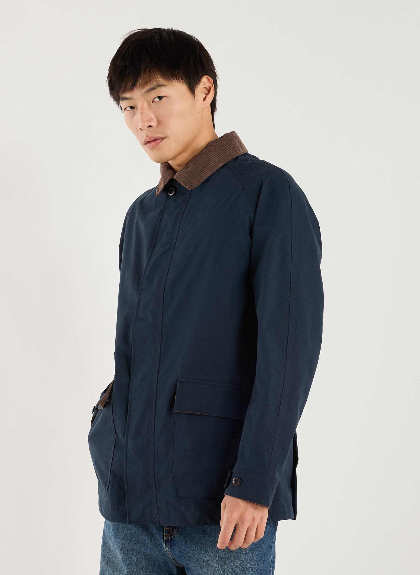 TIMBERLAND Jacket with classic collar in blended cotton Blue
