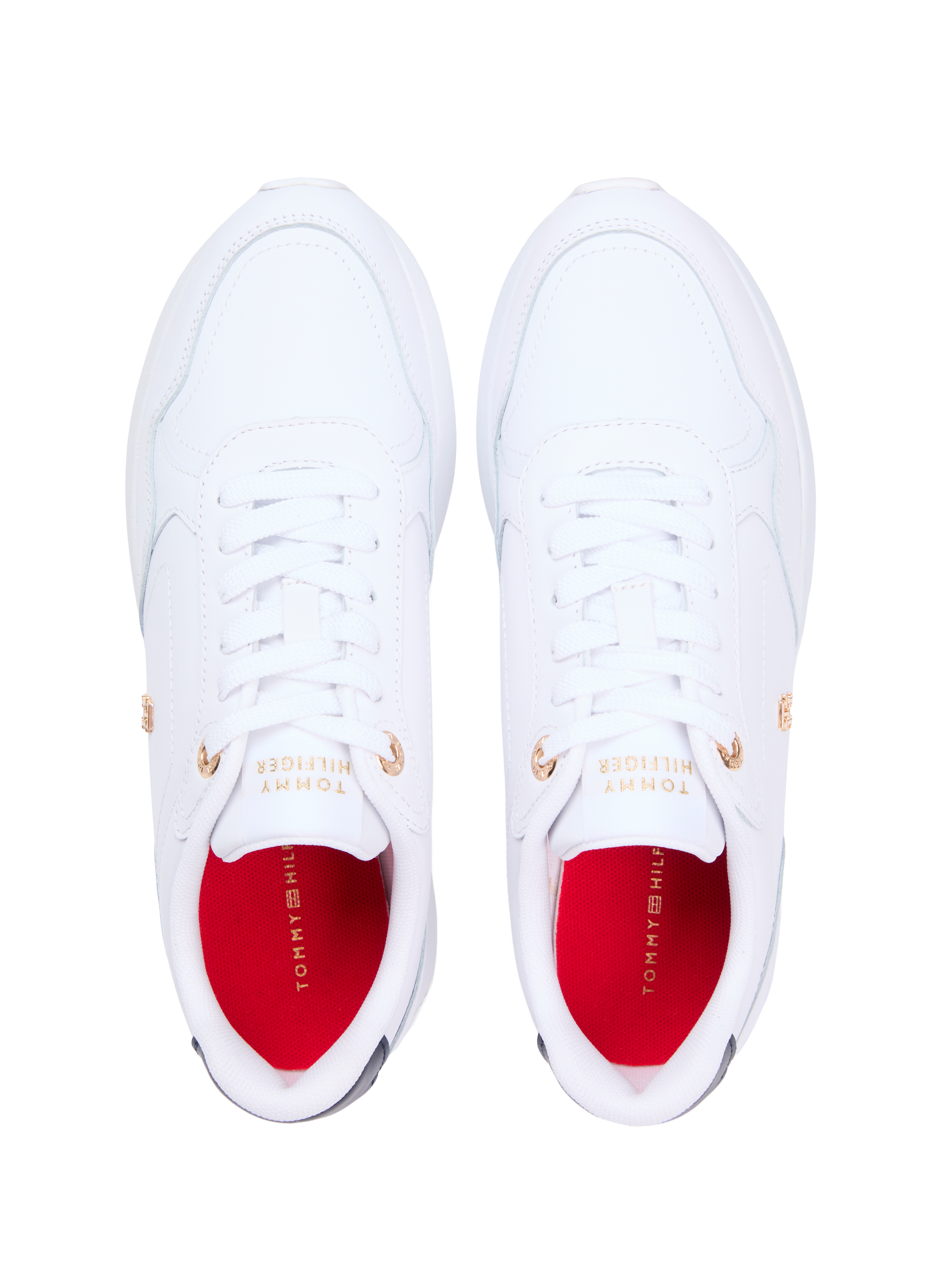 Low lace-up leather sneaker TOMMY HILFIGER White