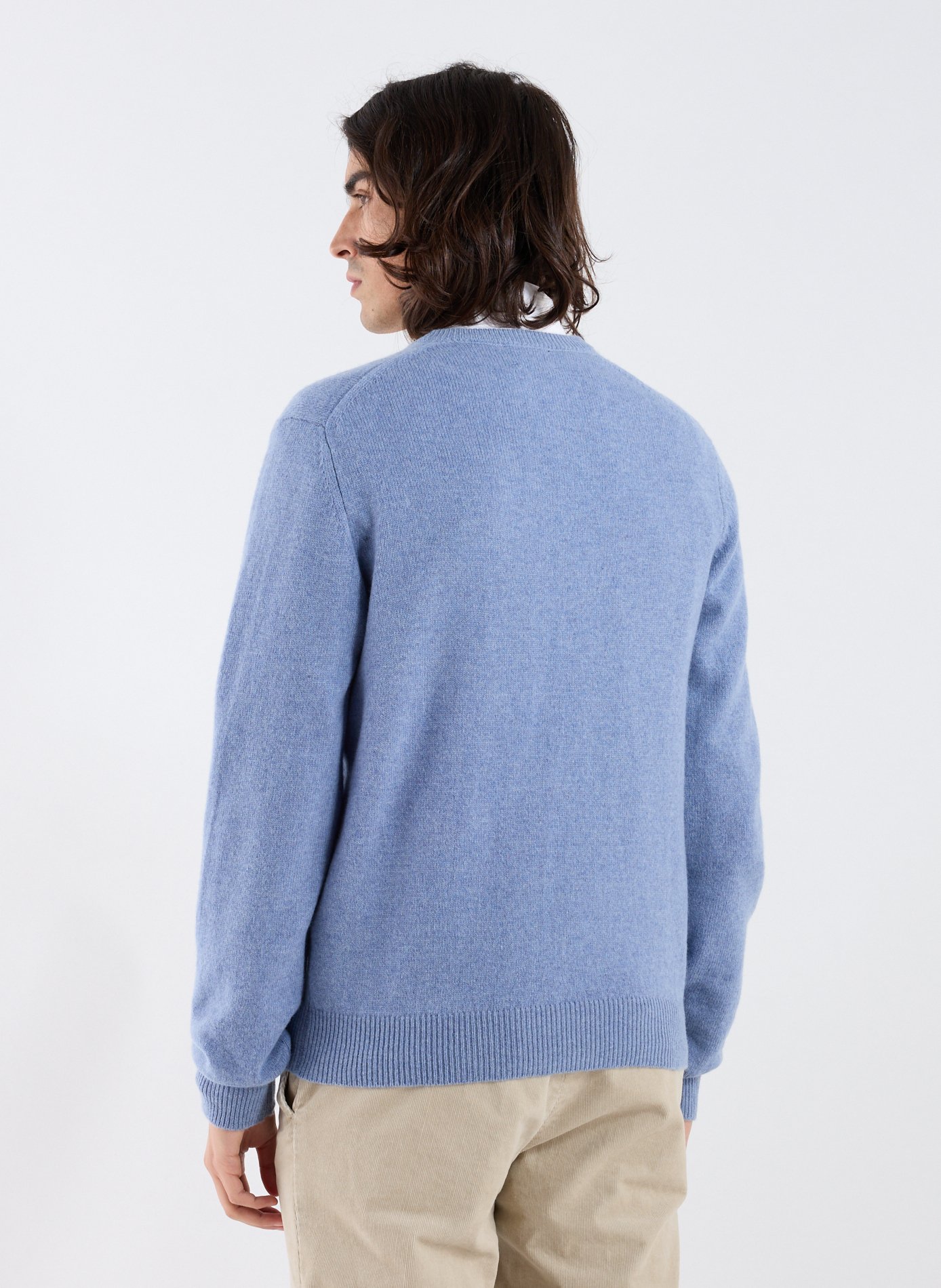 Straight V-neck wool jumper HACKETT Blue