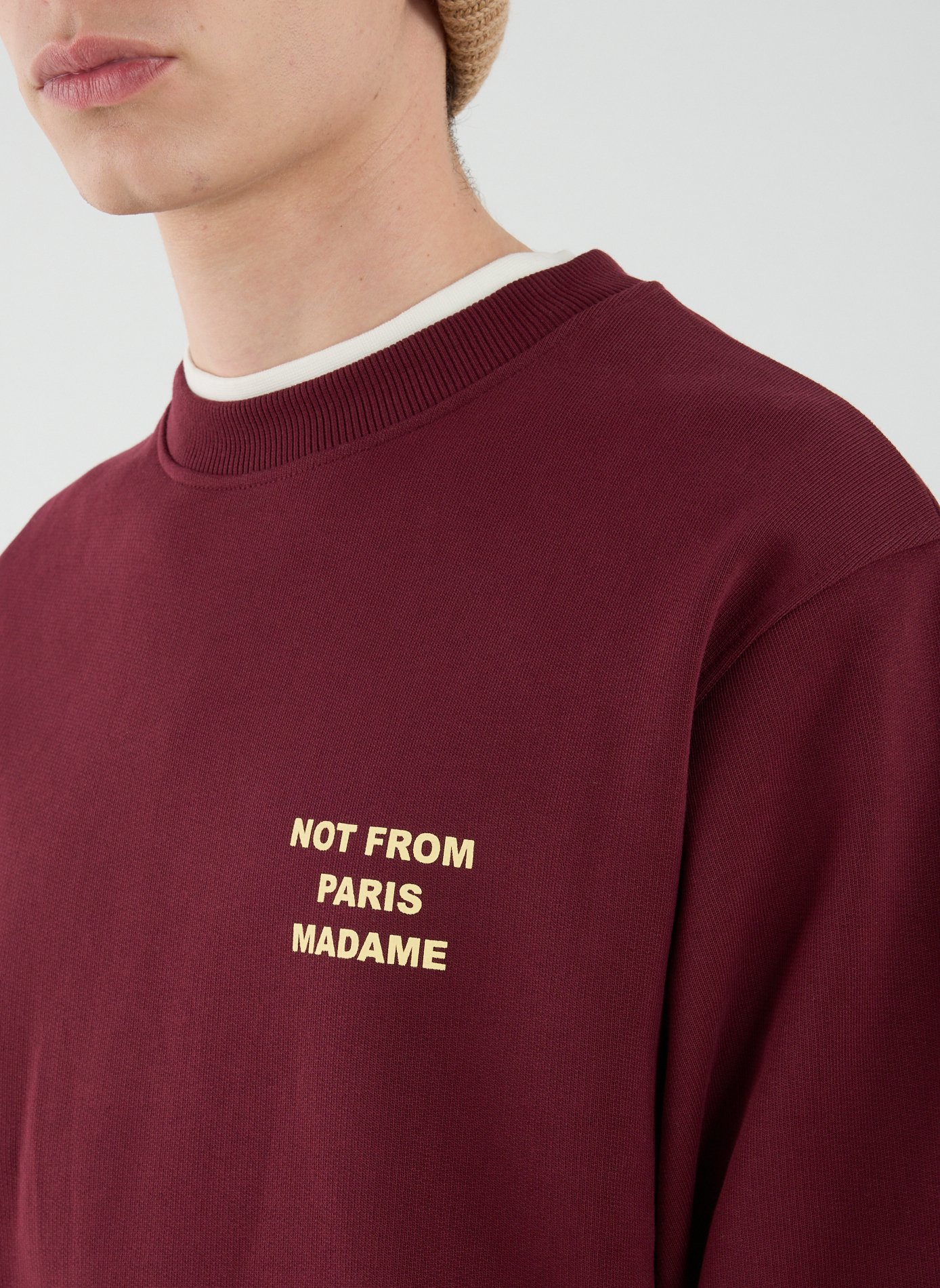 Sweat col rond en coton DROLE DE MONSIEUR Rouge