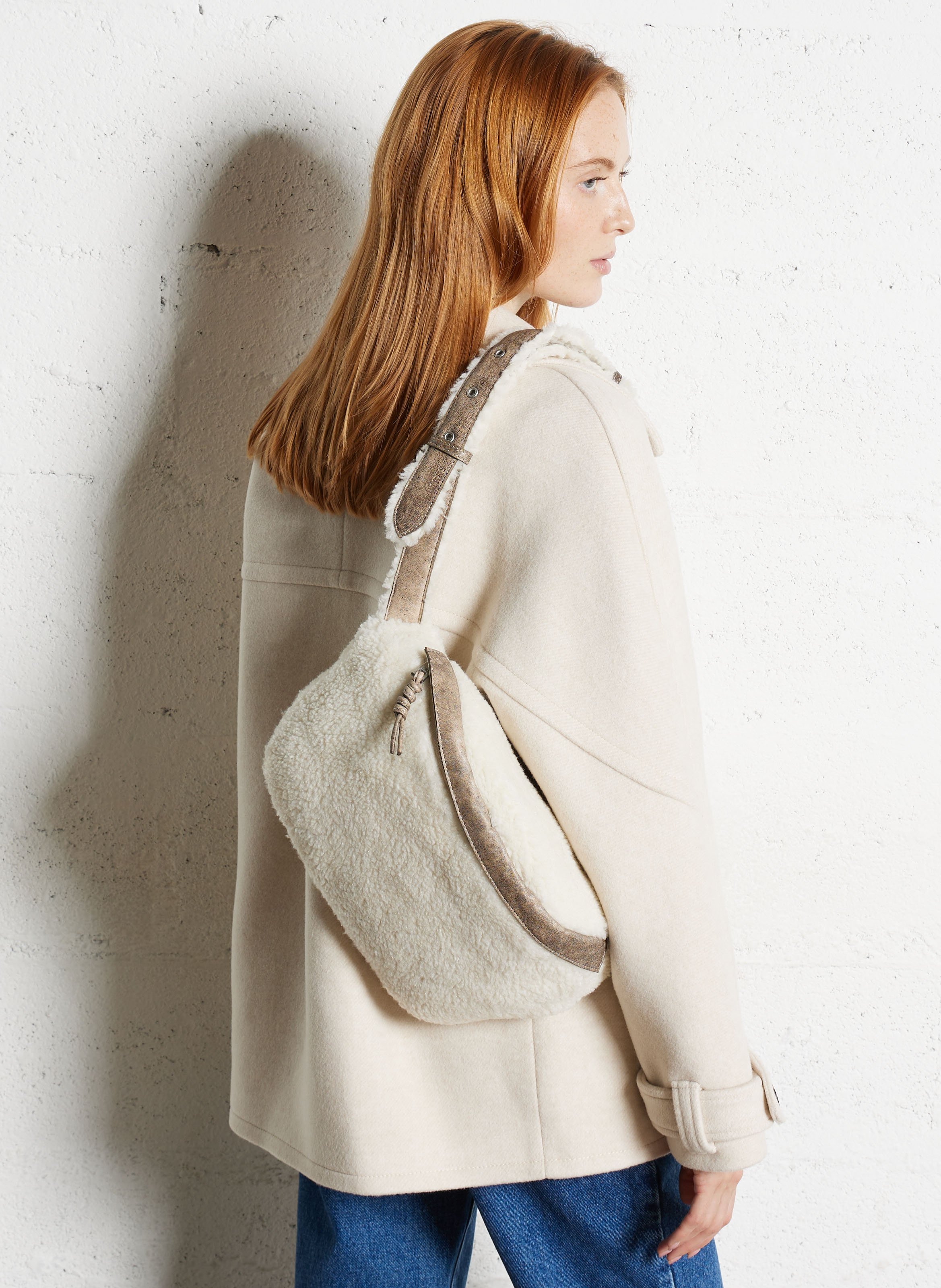 Banane sherpa zippée en coton IKKS Blanc