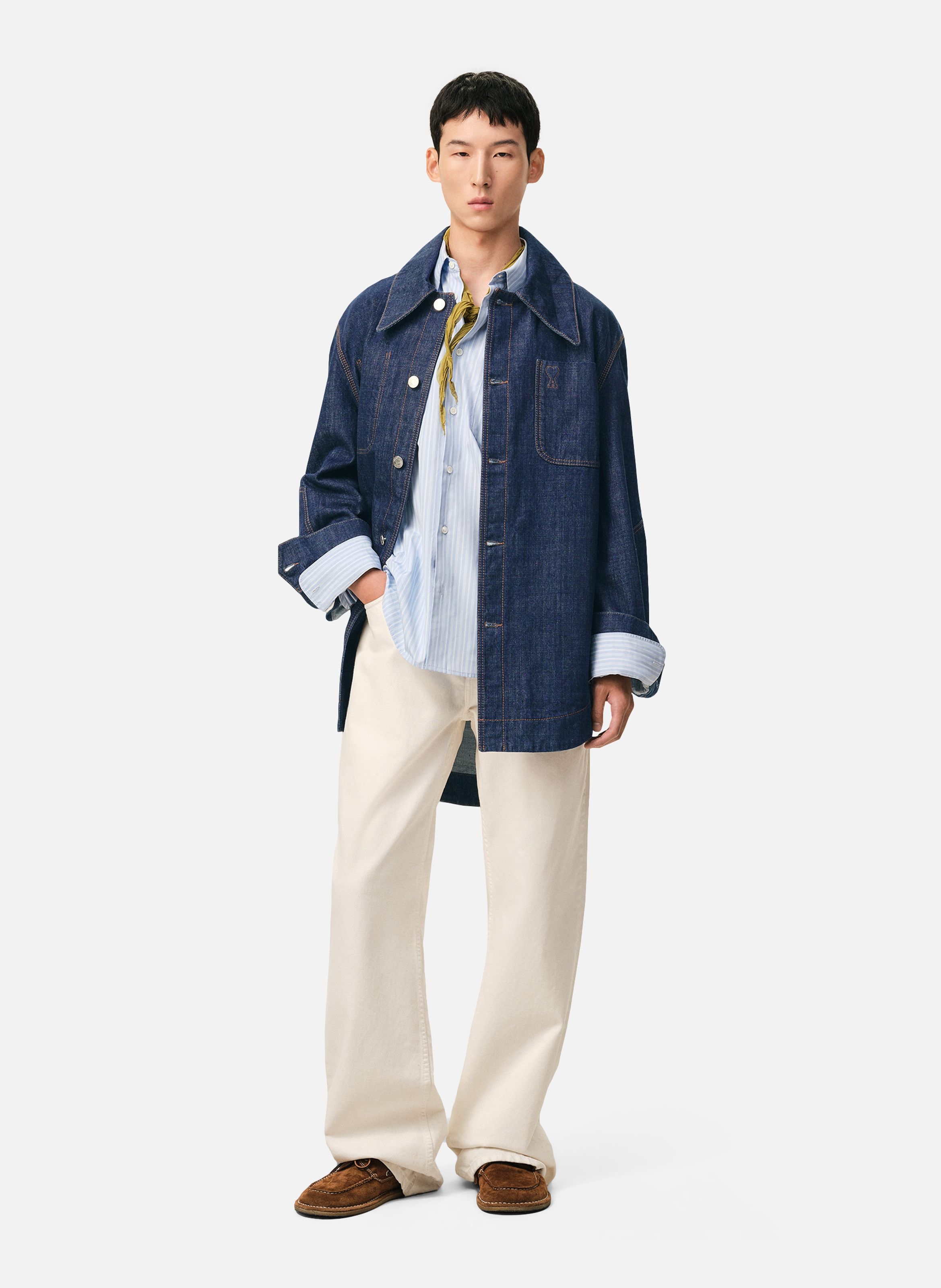 Surchemise worker ami de coeur unisexe en coton AMI PARIS Bleu