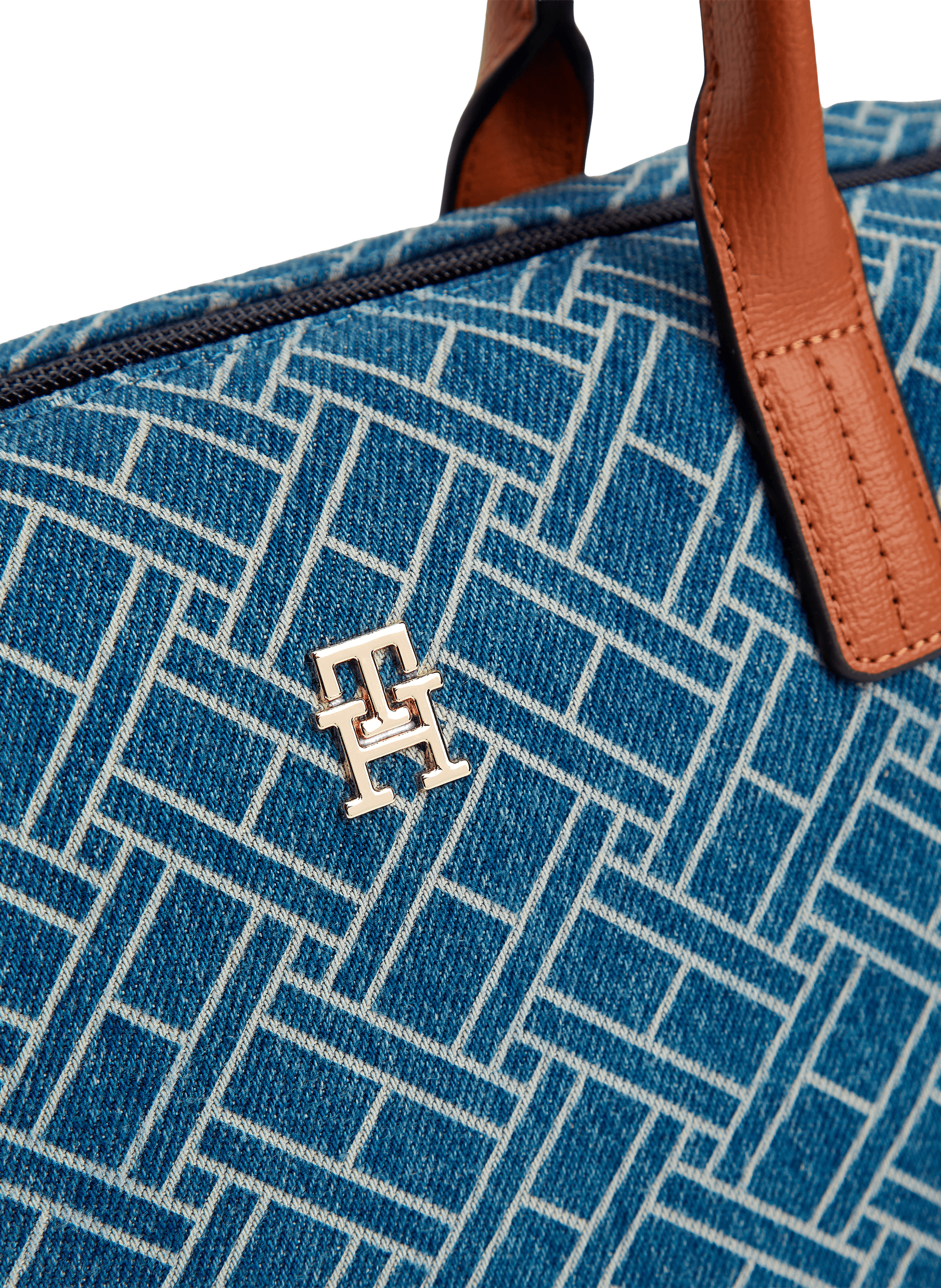 Sac à main à imprimé monogramme en coton TOMMY HILFIGER Bleu