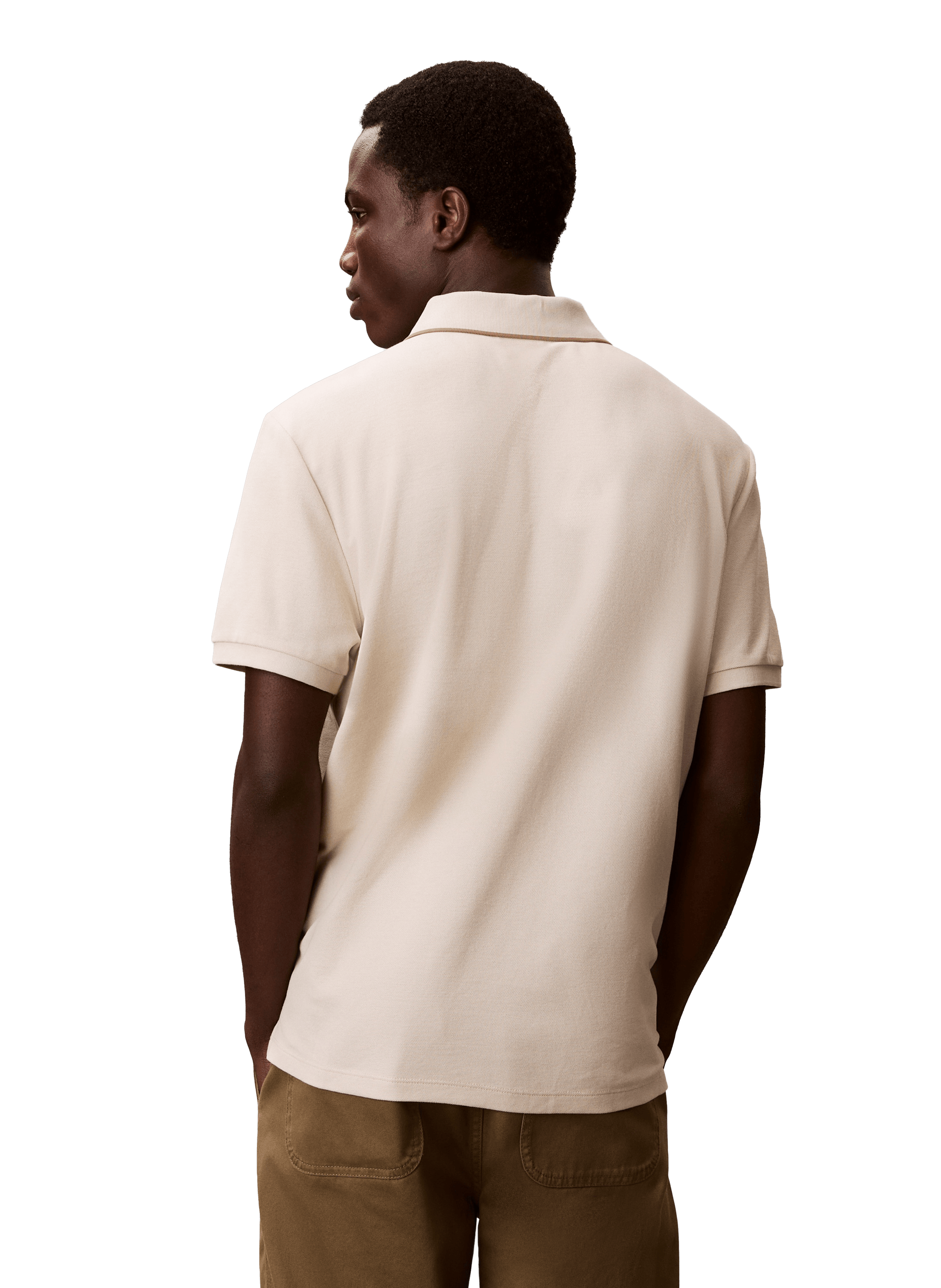 Polo à manches courtes en coton CALVIN KLEIN Beige