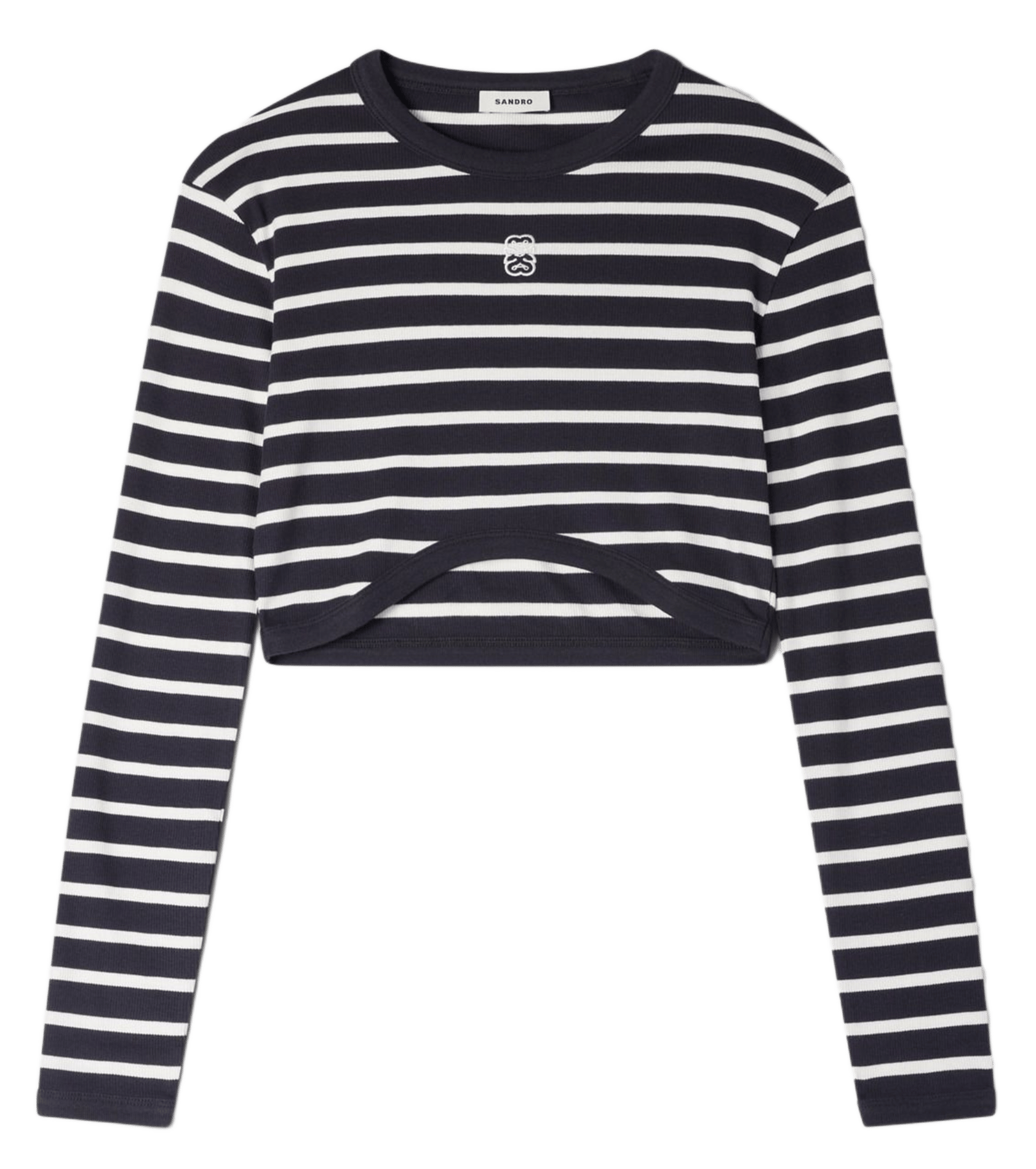 Tee-shirt droit col rond en coton rayé SANDRO Bleu