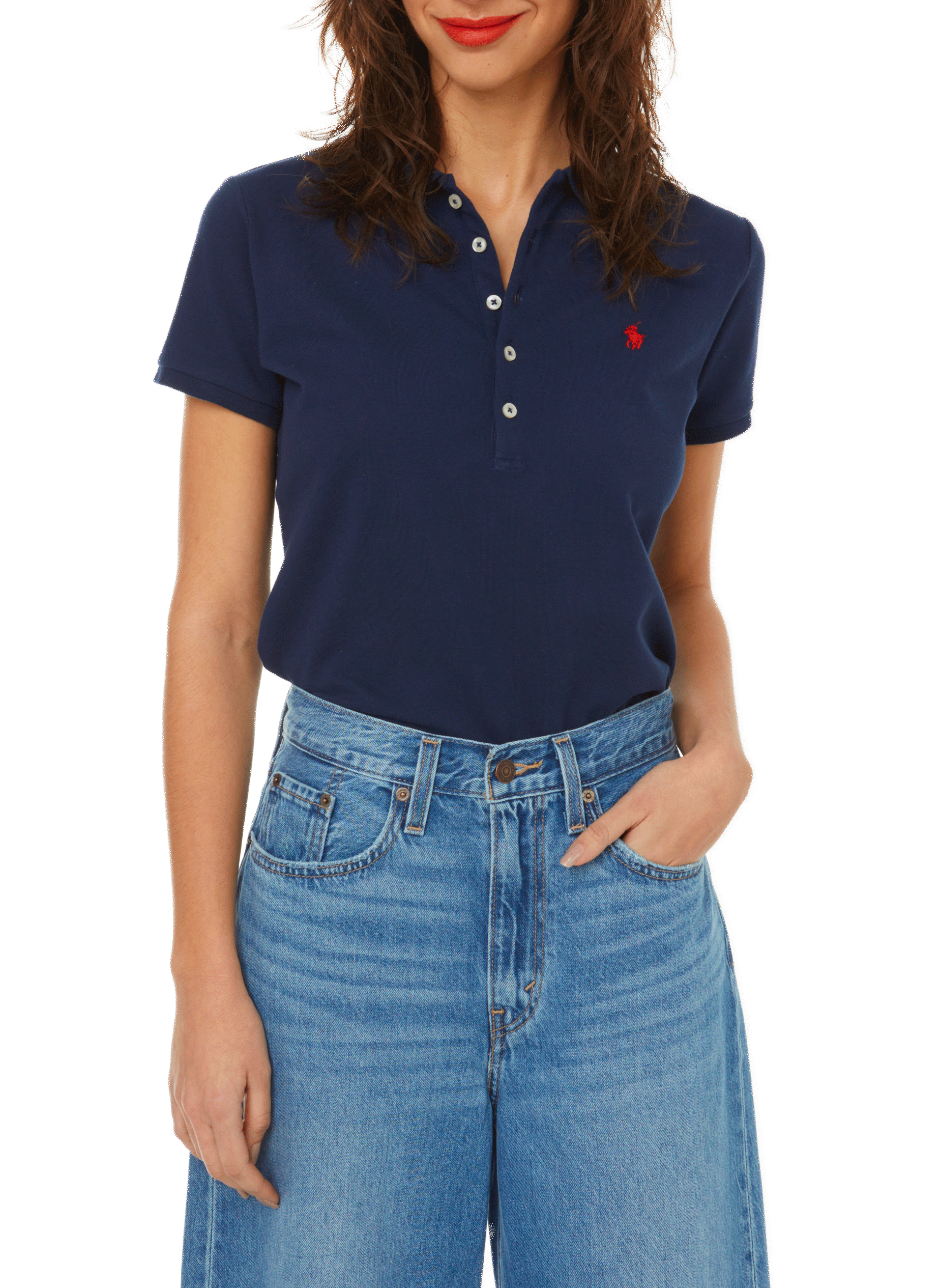 Fitted cotton piqué polo shirt POLO RALPH LAUREN Blue