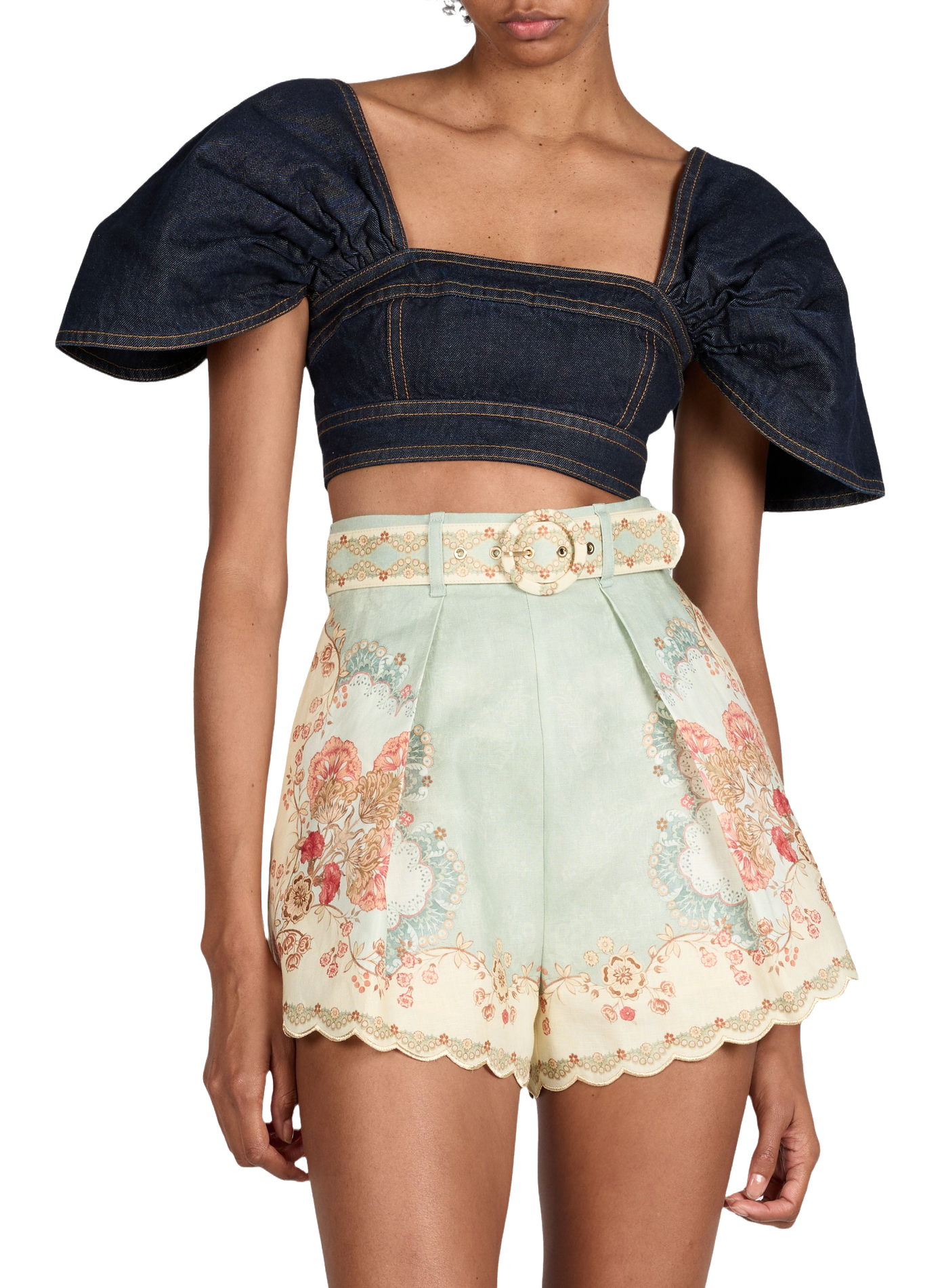 Corsage Rebellion en denim de coton ZIMMERMANN Bleu