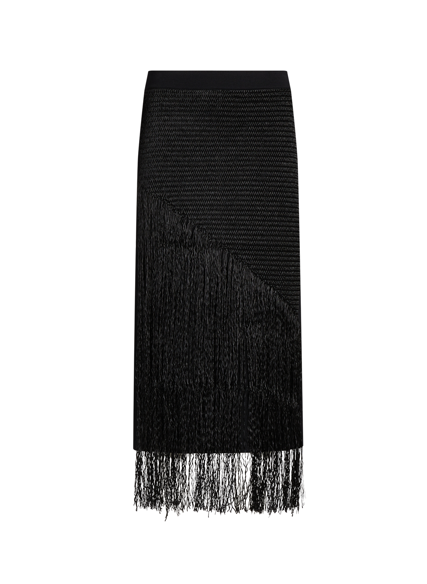 Midi skirt with fringes ADOLFO DOMINGUEZ Black