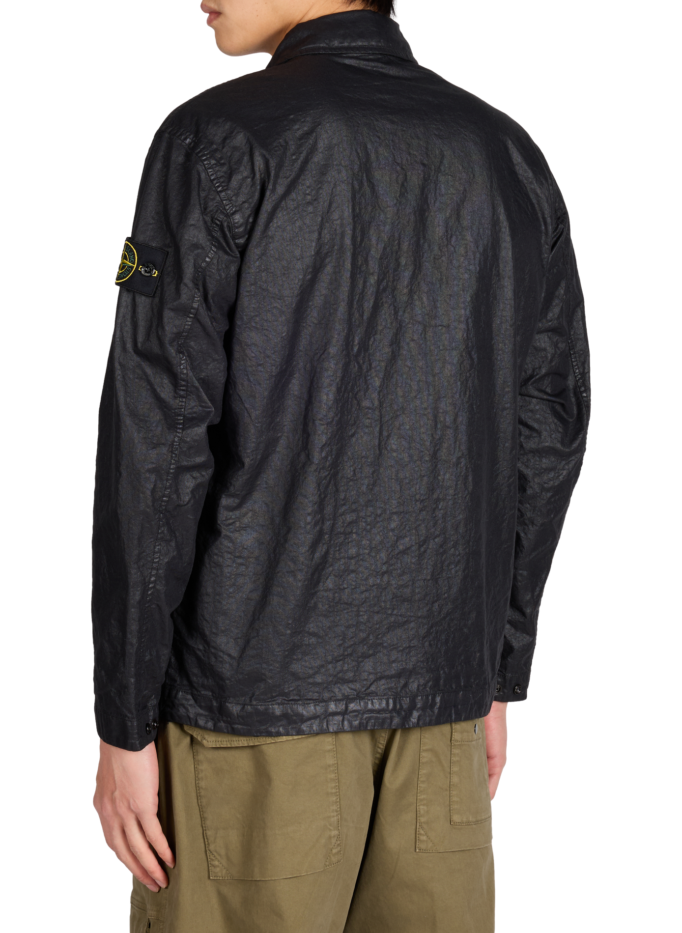 Wrinkled shirt with classic collar STONE ISLAND Black