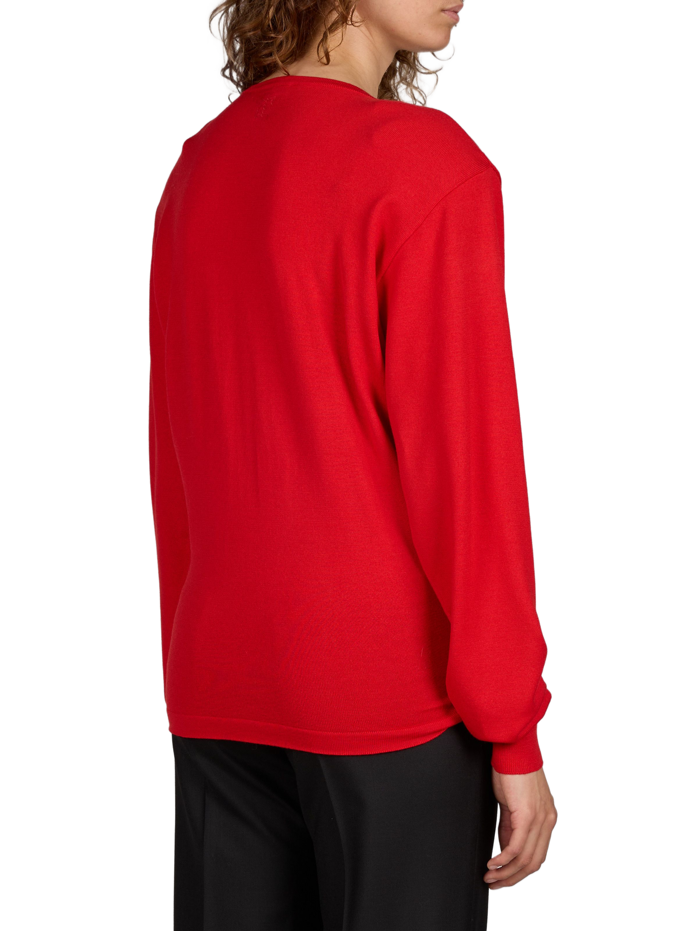 Round-neck wool sweater with front knot MAGDA BUTRYM Red