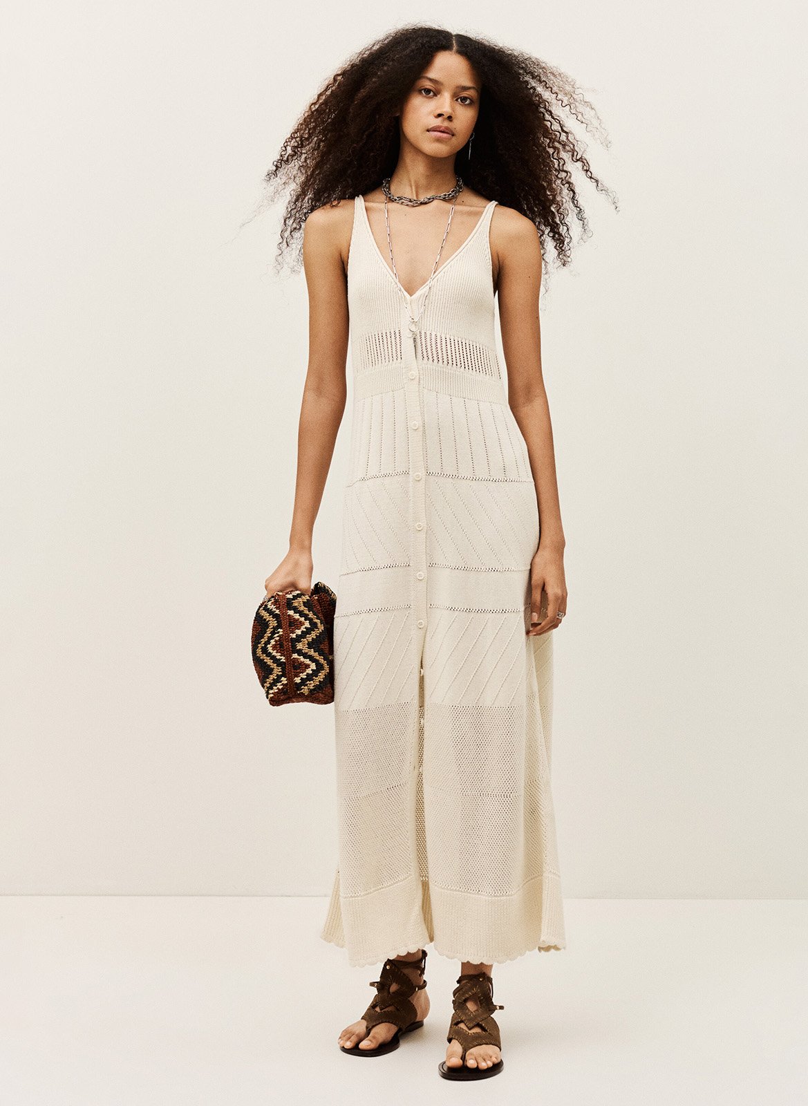 Robe longue droite à bretelles joelle BA&SH Beige