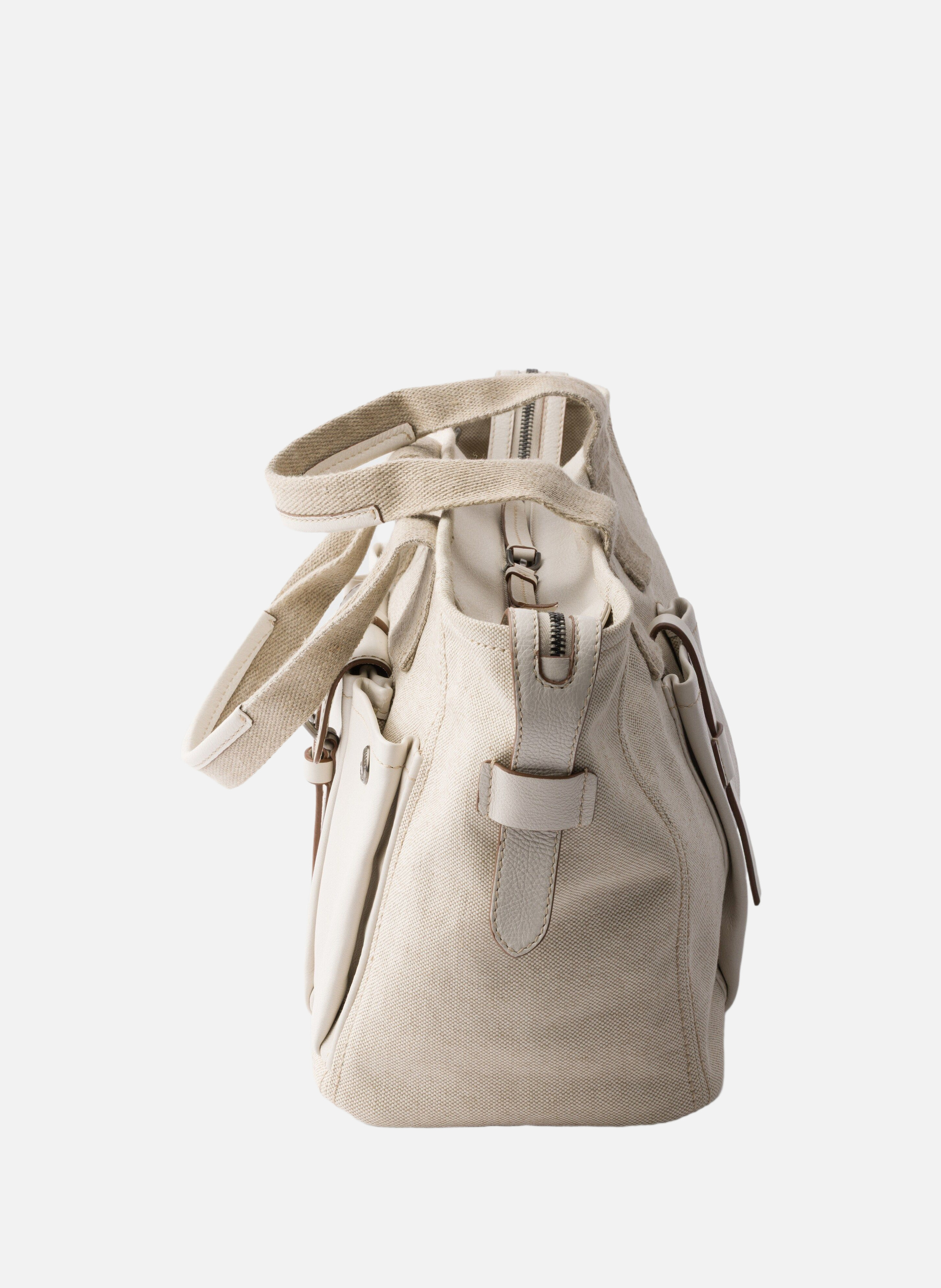 Cabas prada route en toile et cuir PRADA Beige