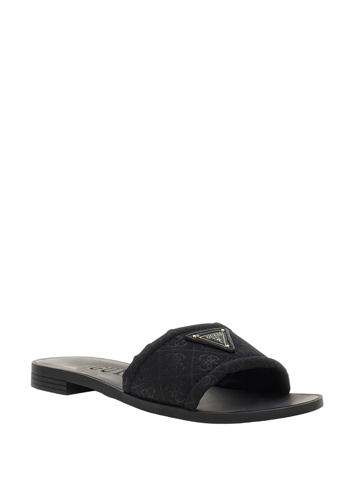 Flat sandals Elysone with logo in mixed cotton GUESS Black