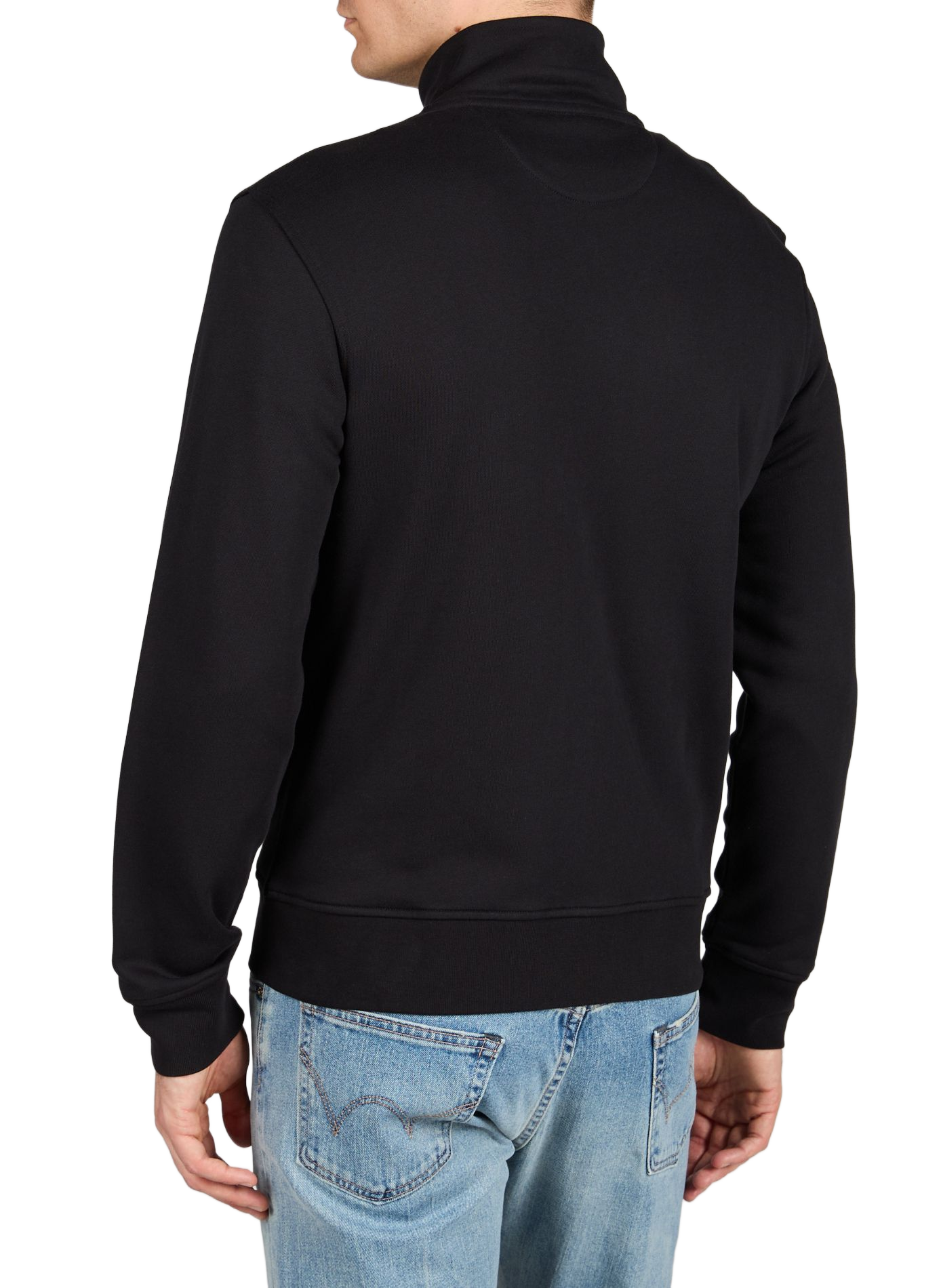 Straight high-neck embroidered cotton jacket EDEN PARK Black