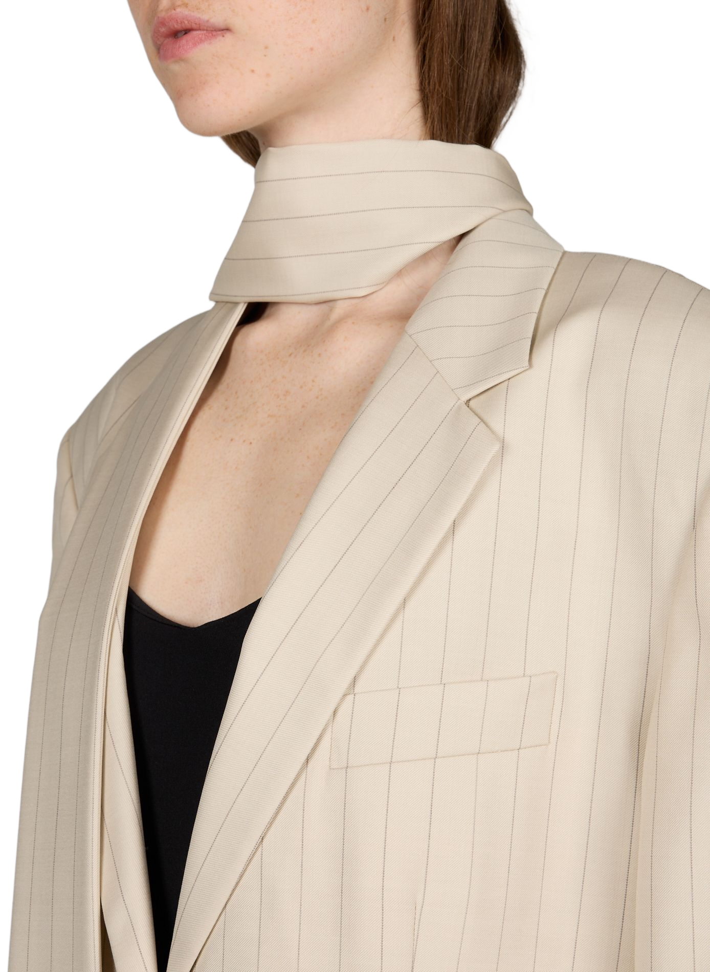 Striped blazer with matching scarf in wool ACNE STUDIOS White