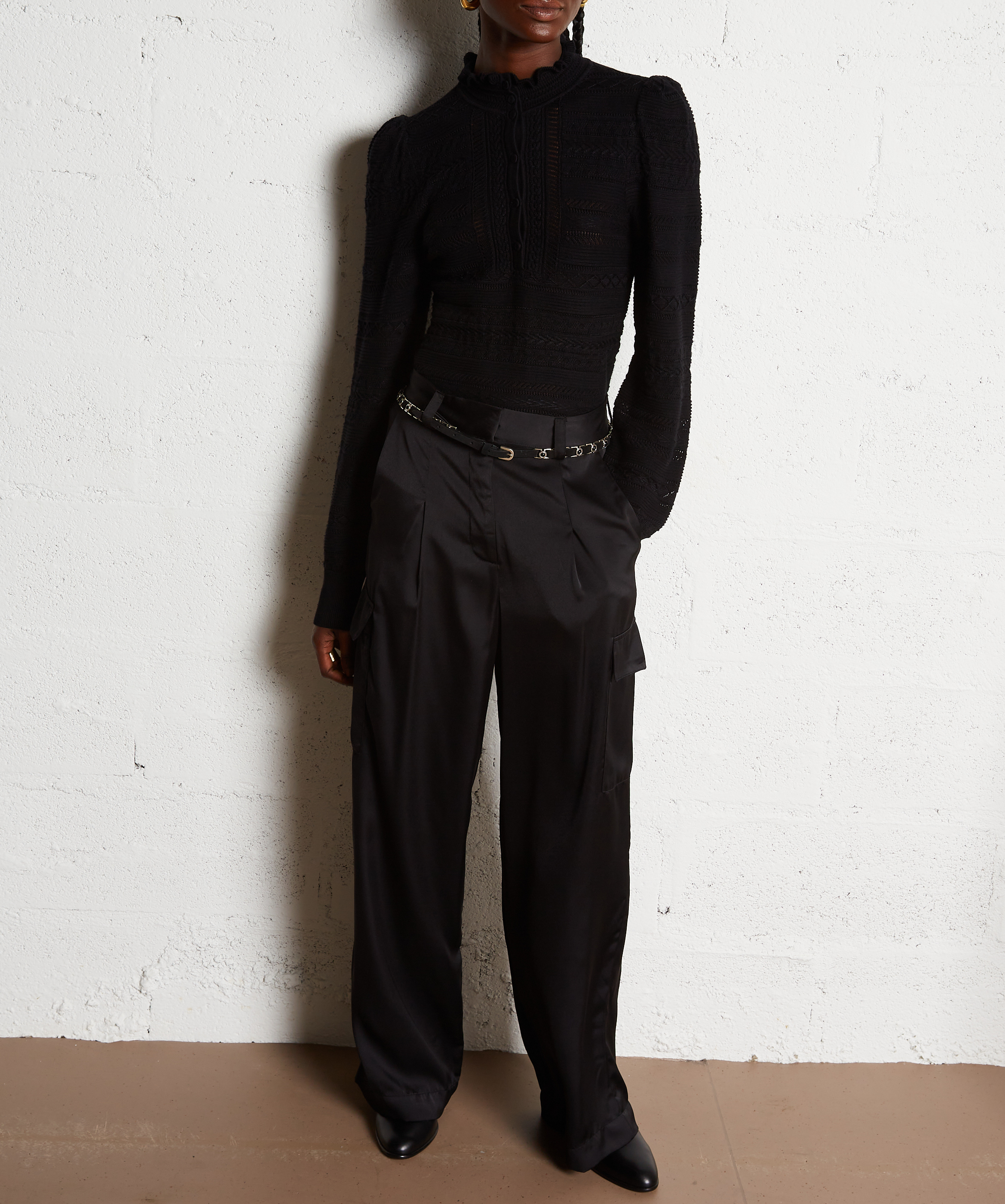 Pantalon large taille haute cary BA&SH Noir