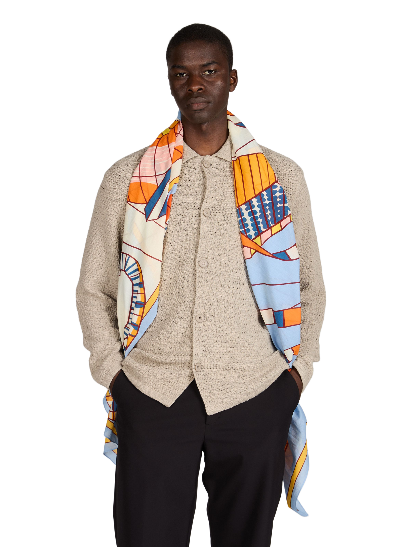 Printed cotton scarf INOUI EDITIONS Orange