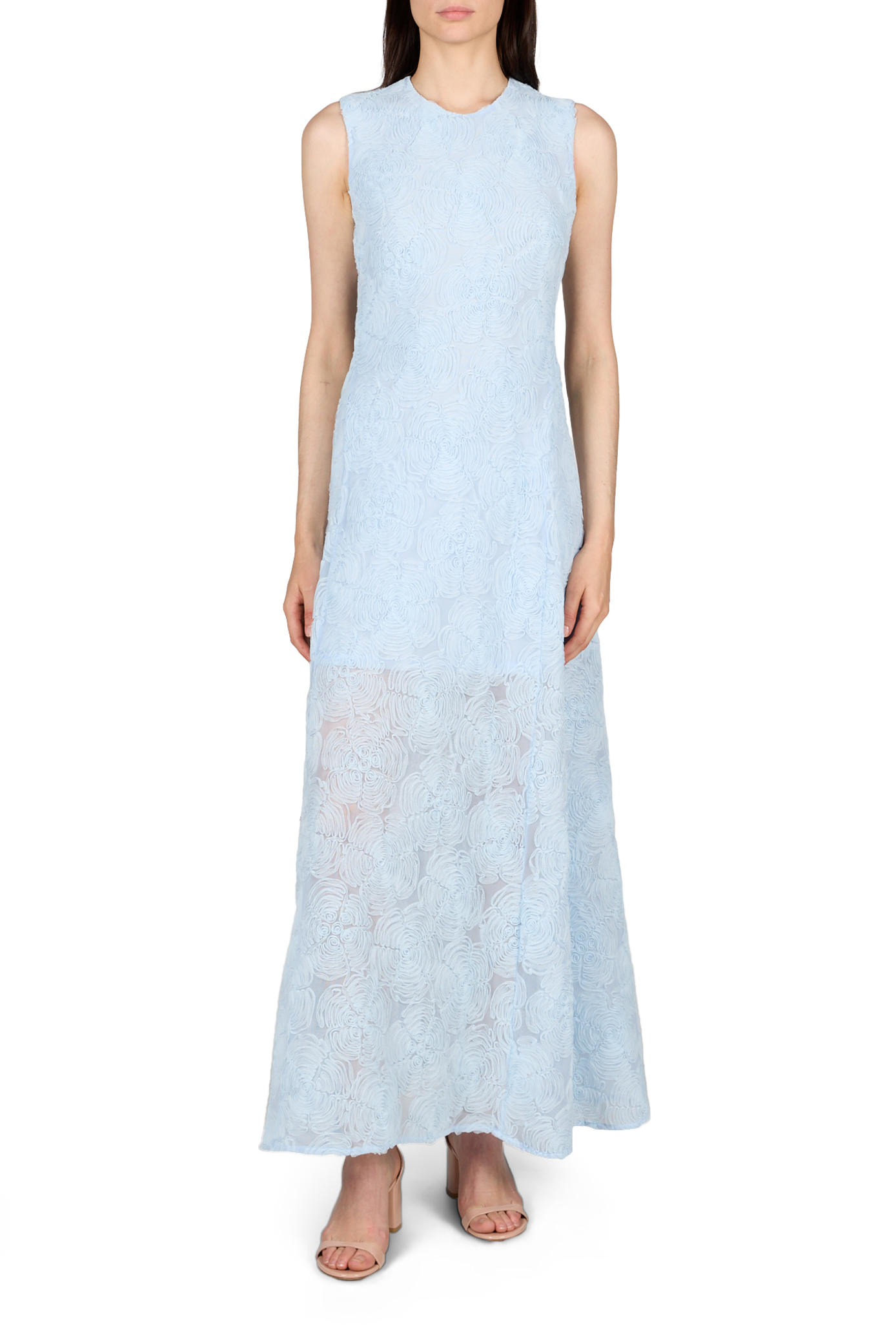 Langes Blumen-Spitzenkleid ROTATE Blau